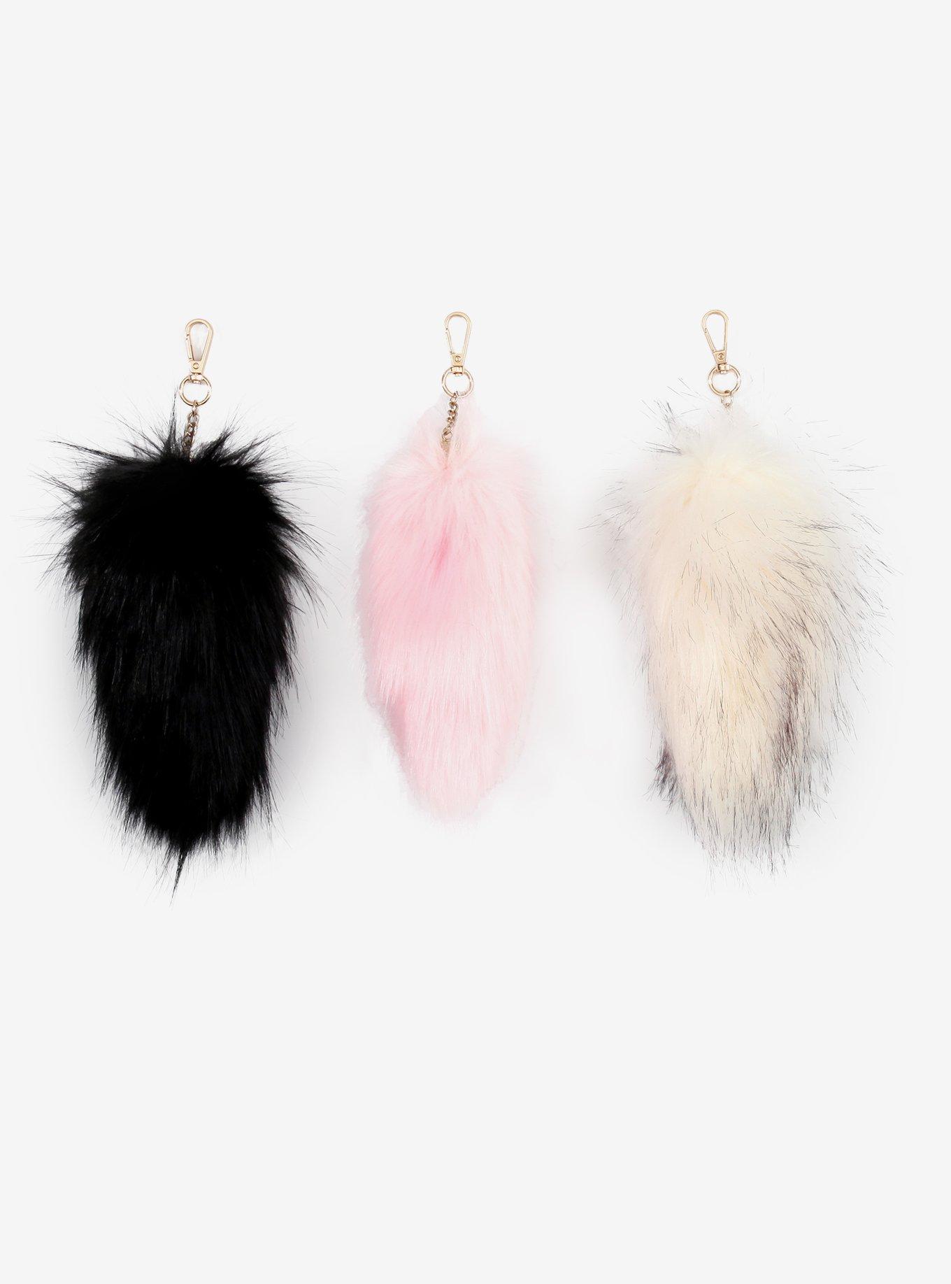 Multicolor Faux Fur Tail Assorted Blind Key Chain, , hi-res
