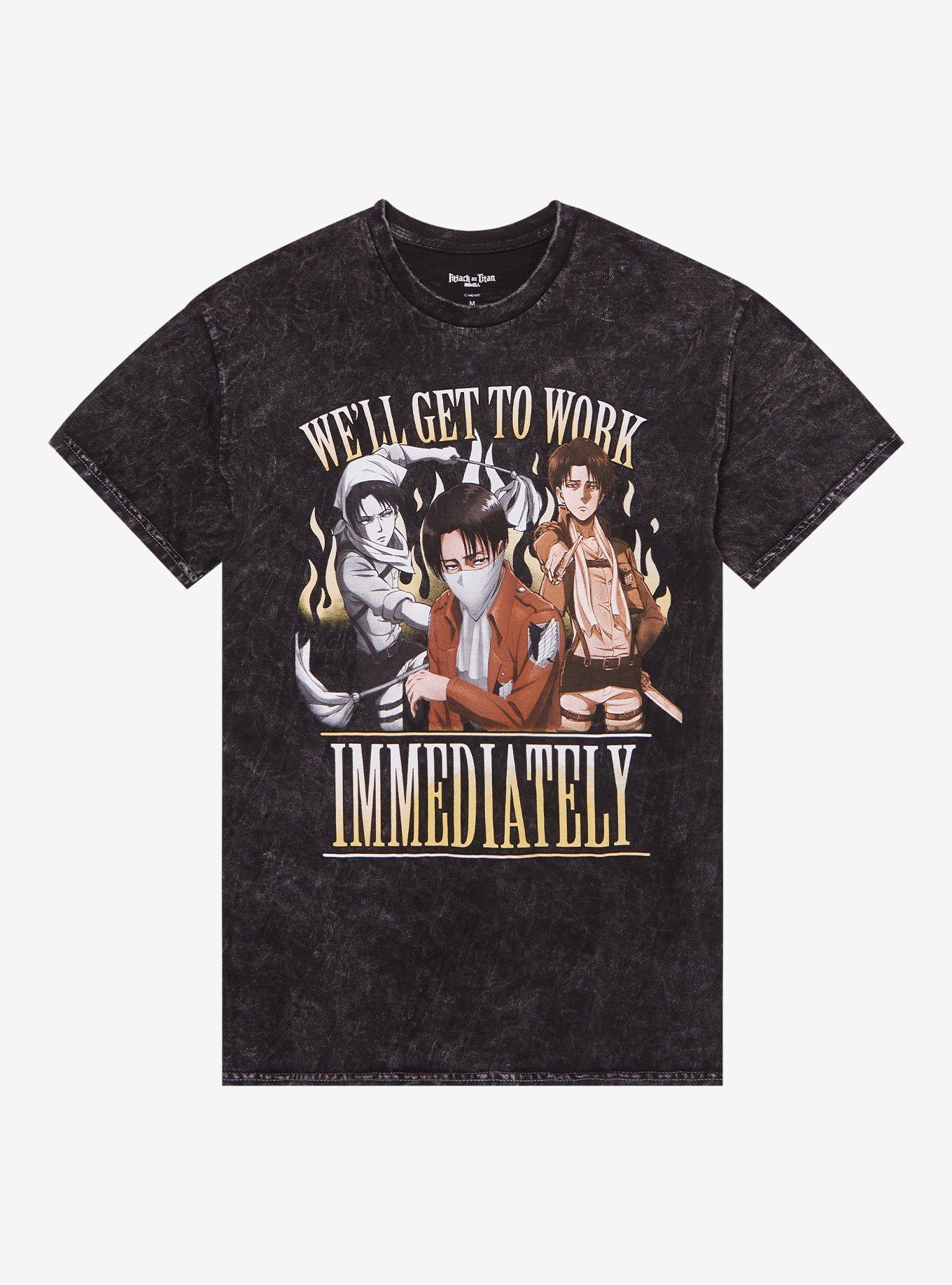 Attack On Titan Levi Cleaning Dark Wash Girls T-Shirt, , hi-res