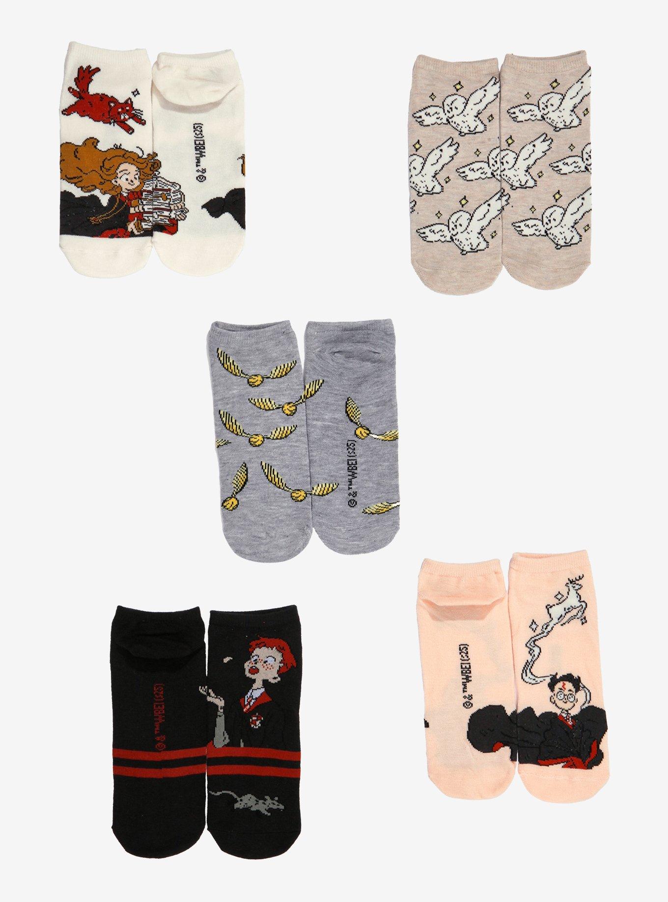 Harry Potter Cartoon Characters No-Show Socks 5 Pair, , hi-res