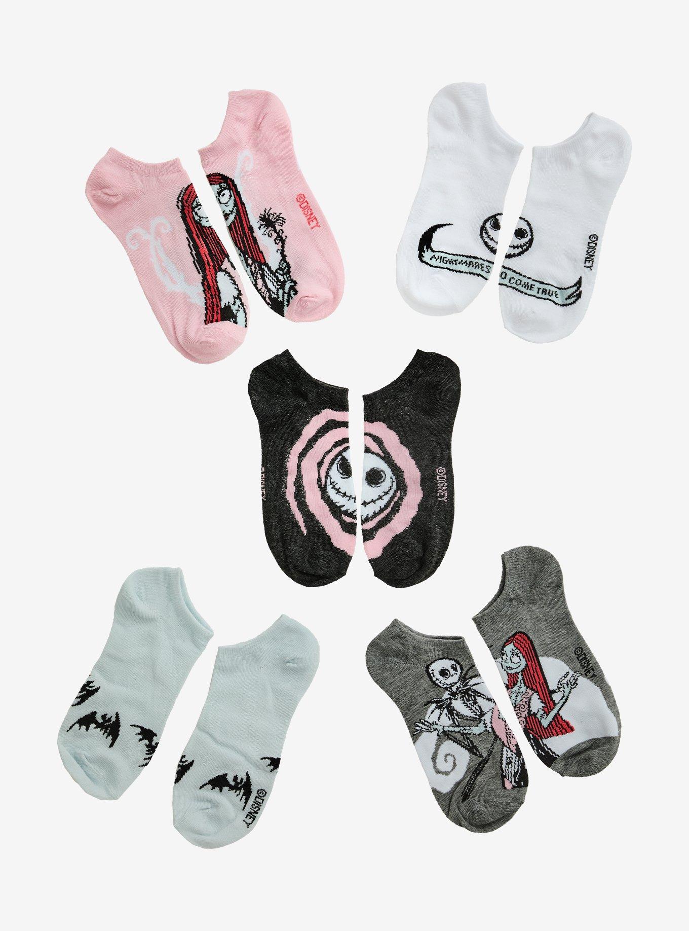 The Nightmare Before Christmas Jack & Sally No-Show Socks, , hi-res