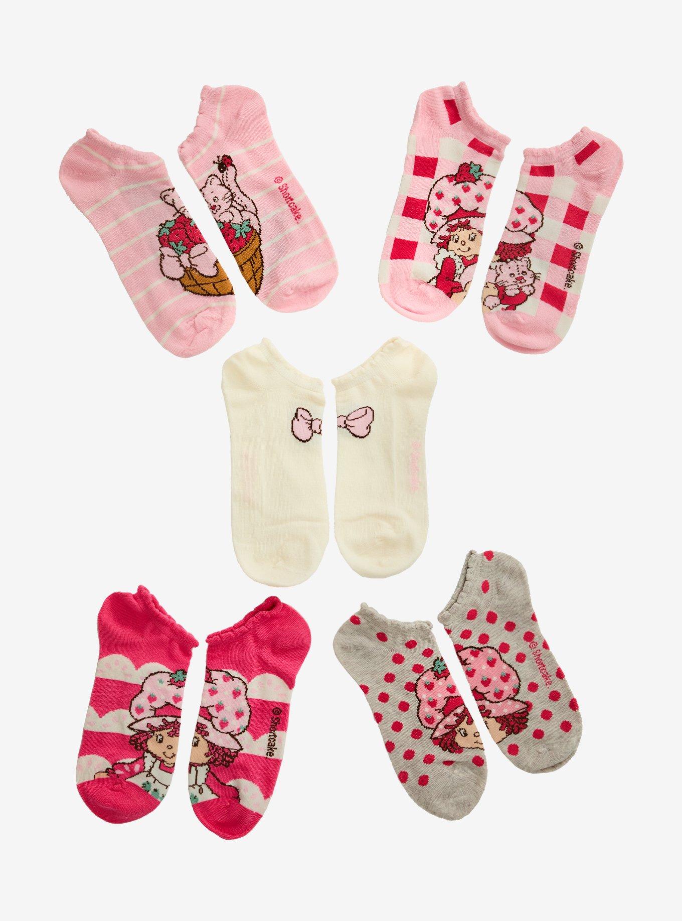 Strawberry Shortcake & Custard No-Show Socks 5 Pair, , hi-res