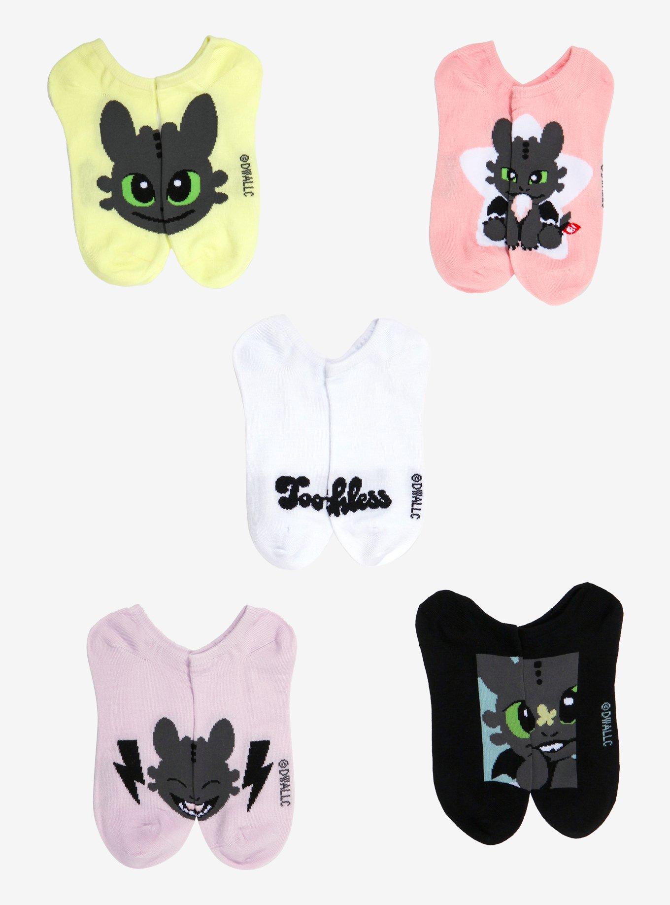 How To Train Your Dragon Chibi Toothless No-Show Socks 5 Pair, , hi-res