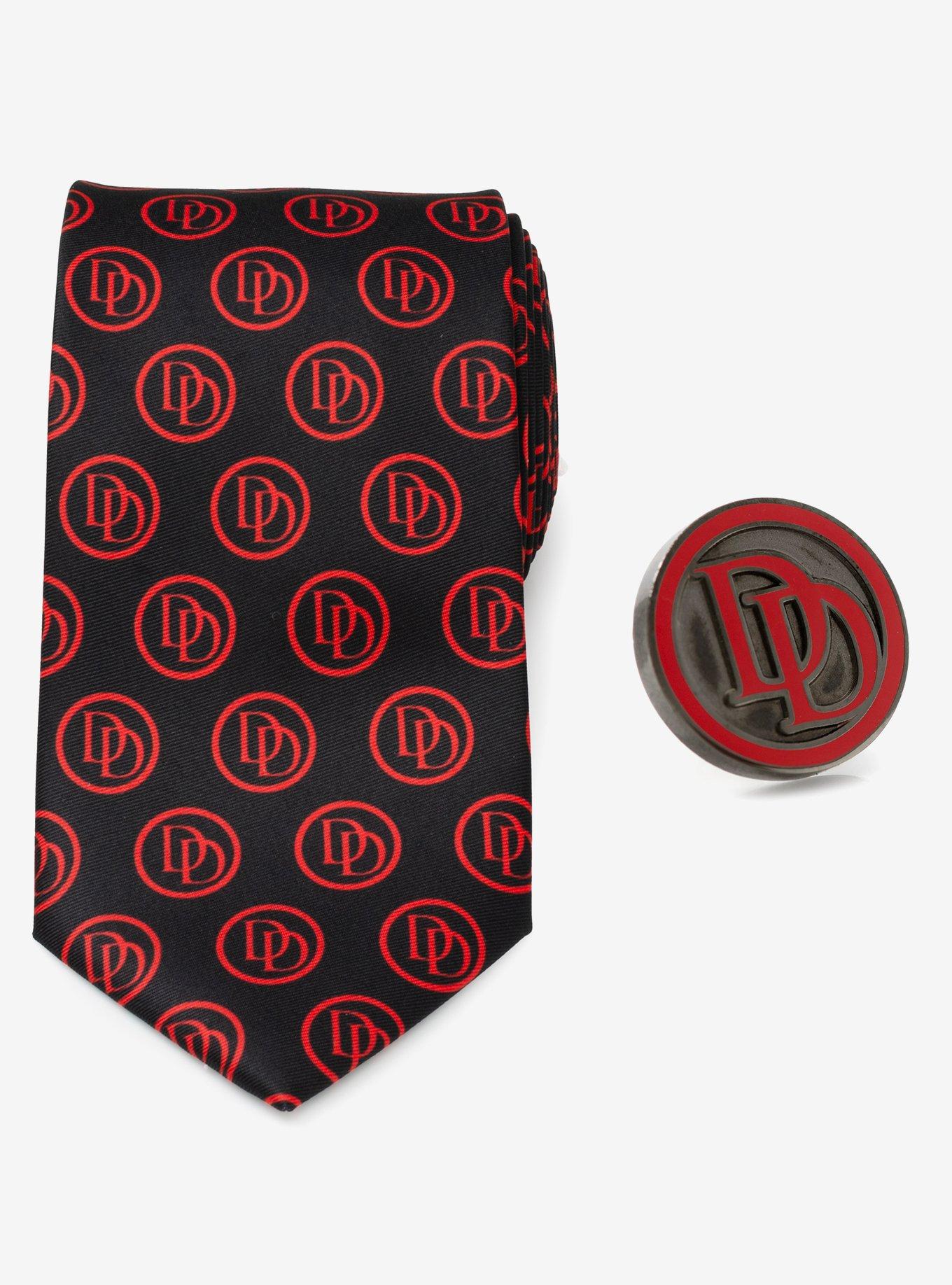 Marvel Daredevil Tie and Embossed Logo Lapel Pin Set, , hi-res