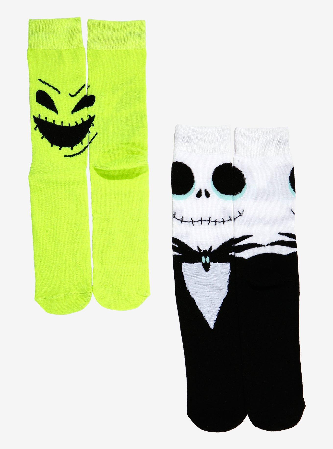 The Nightmare Before Christmas Jack & Oogie Boogie Face Crew Socks 2 Pair, , hi-res