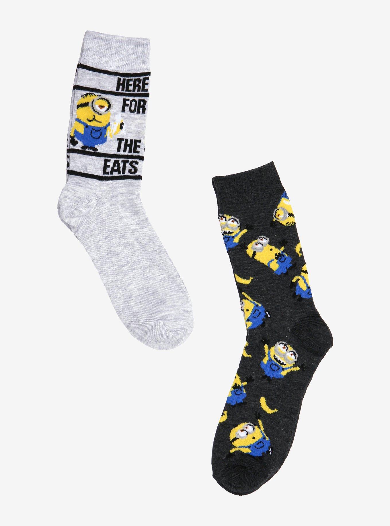 Minions Eats Toss Crew Socks 2 Pair, , hi-res