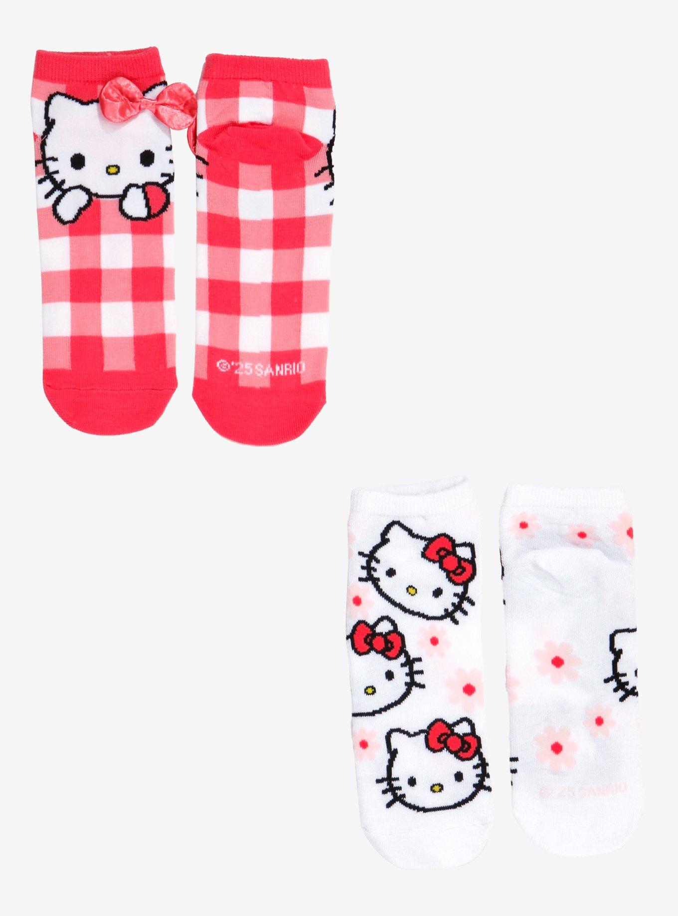 Hello Kitty 3D Bow FLoral No-Show Socks 2 Pair, , hi-res