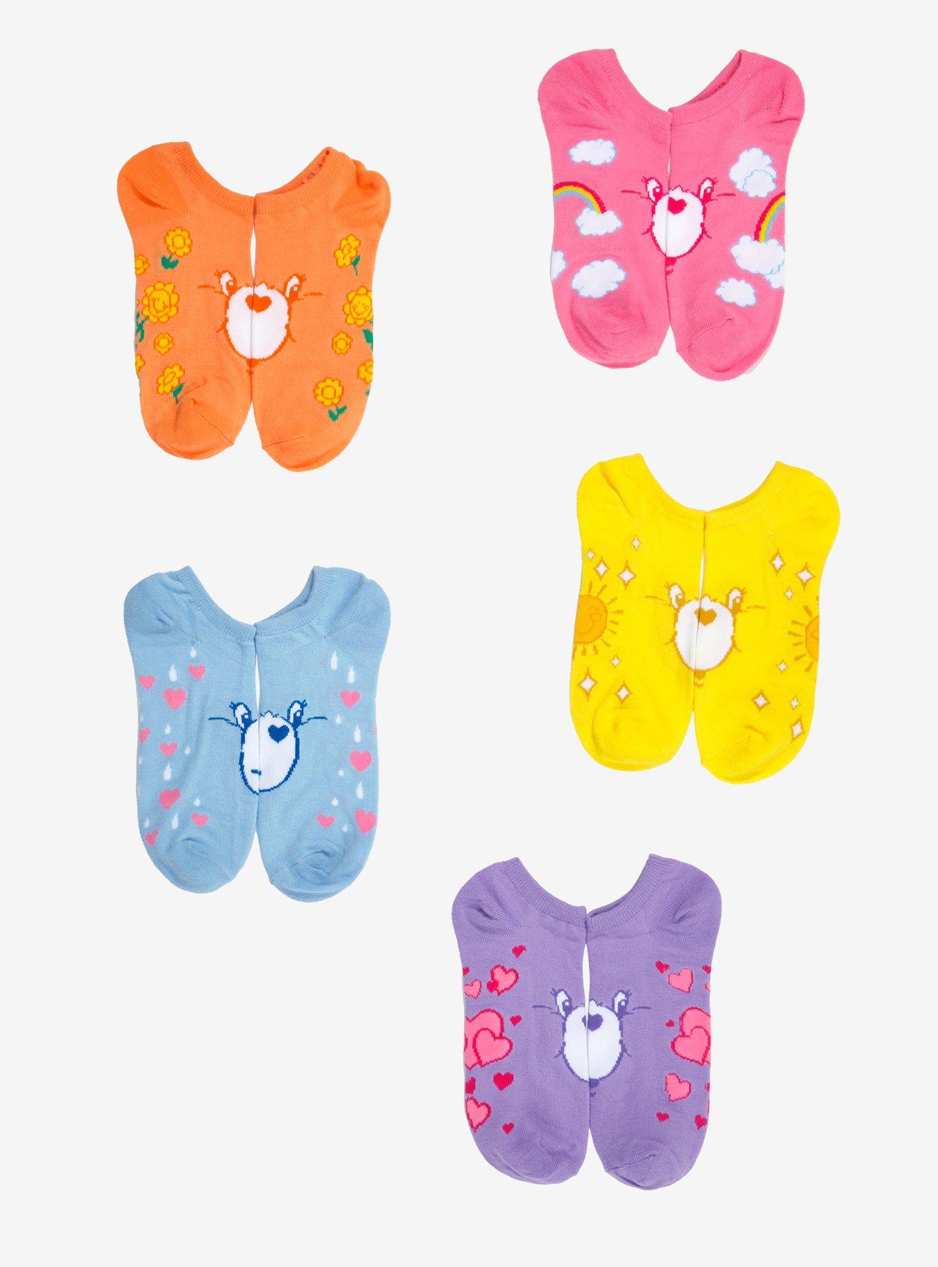 Care Bears Face Icons No-Show Socks 5 Pair, , hi-res