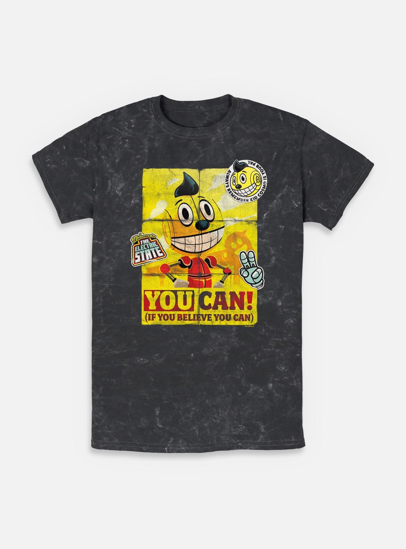 The Electric State You Can If You Believe Poster Mineral Wash T-Shirt, BLACK, hi-res