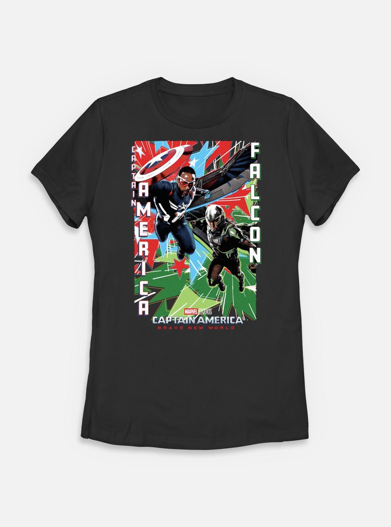 Captain America: Brave New World Captain America And Falcon Womens T-Shirt,All Products : American Fashion Style Bags On Sale