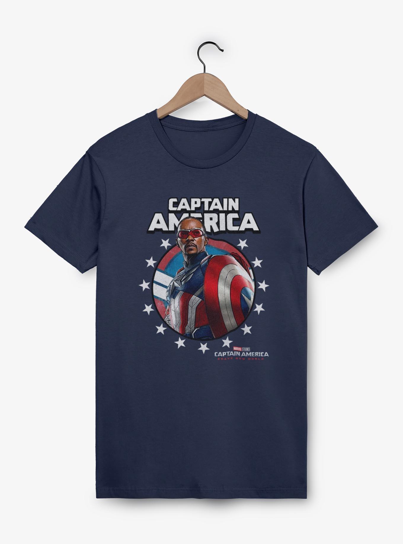 Captain America: Brave New World Captain Portrait Garment Dye T-Shirt,All Products : American Fashion Style Bags On Sale