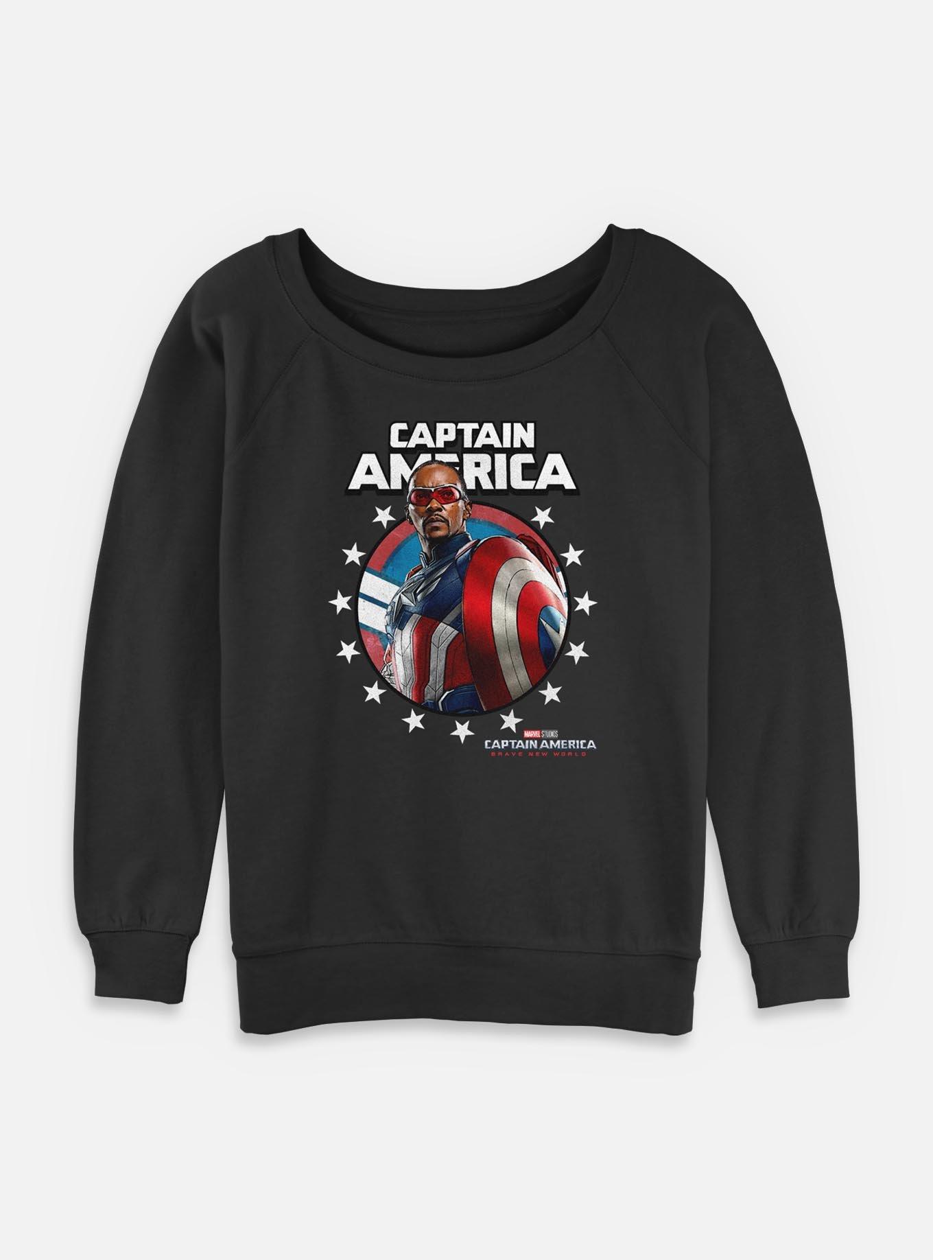 Captain America: Brave New World Captain Portrait Womens Slouchy Sweatshirt,All Products : American Fashion Style Bags On Sale