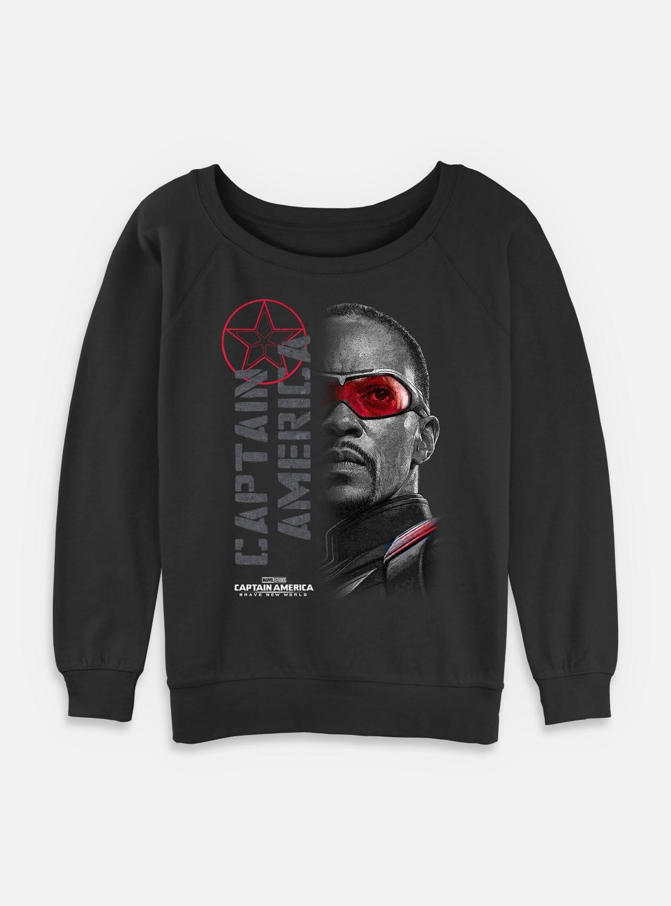 Captain America: Brave New World Red Lens Flare Garment Dye Womens Slouchy Sweatshirt,All Products : American Fashion Style Bags On Sale