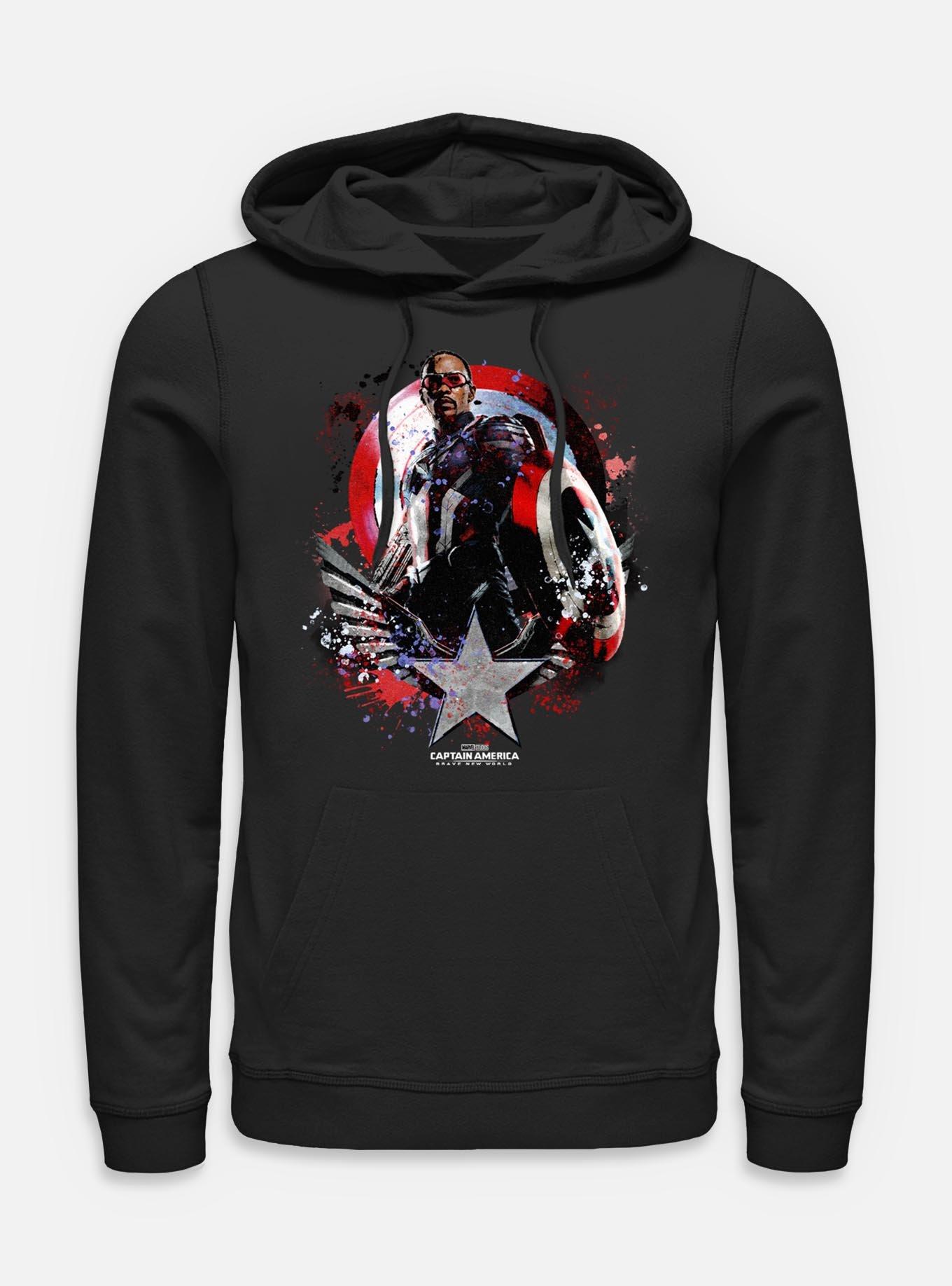 Captain America: Brave New World Paint Splatter Shield Hoodie,All Products : American Fashion Style Bags On Sale