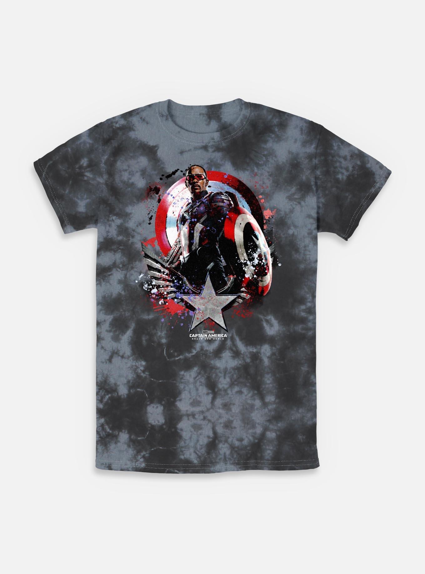 Captain America: Brave New World Paint Splatter Shield Tie-Dye T-Shirt,All Products : American Fashion Style Bags On Sale