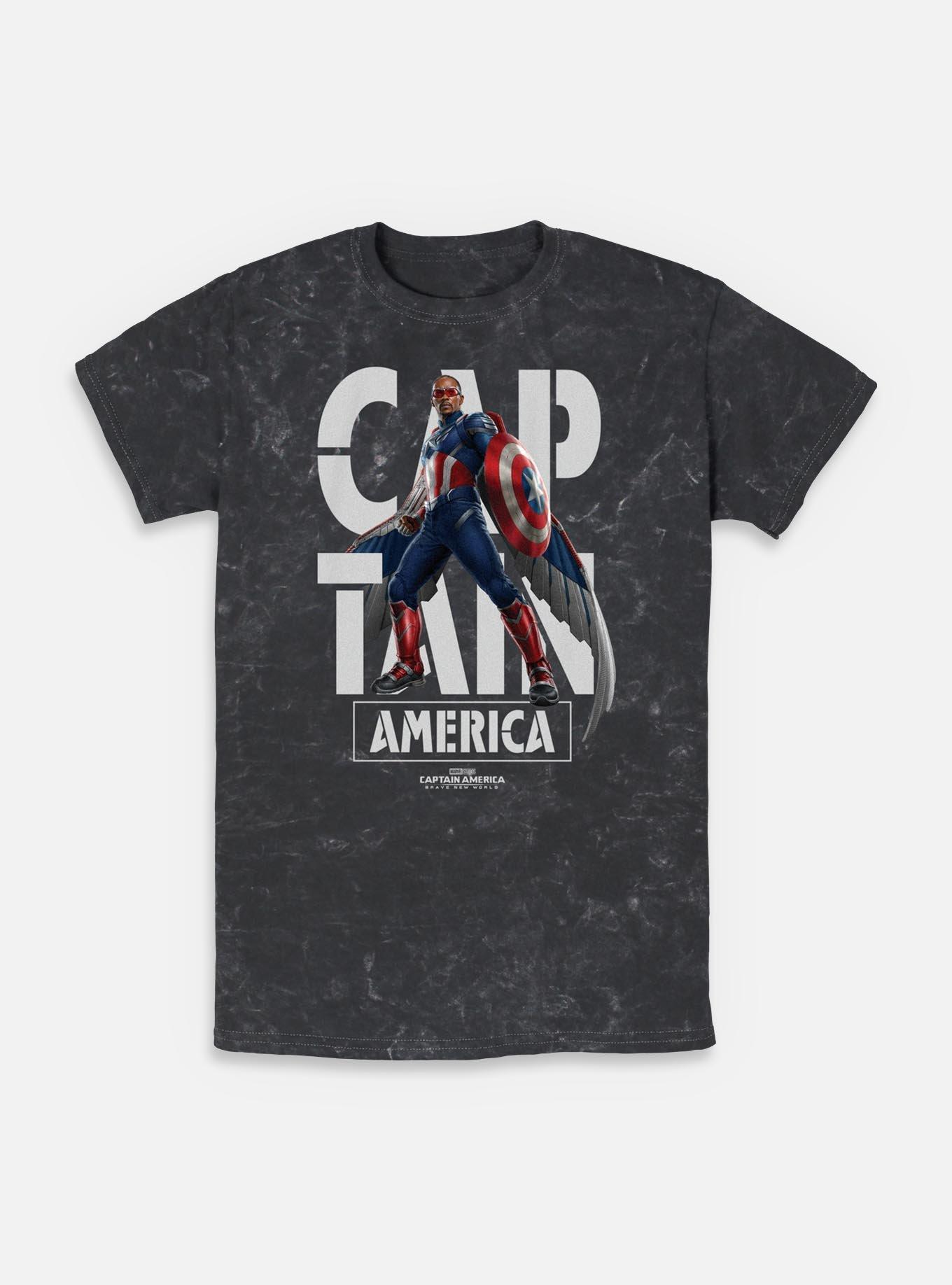 Captain America: Brave New World Captain Name Mineral Wash T-Shirt,All Products : American Fashion Style Bags On Sale