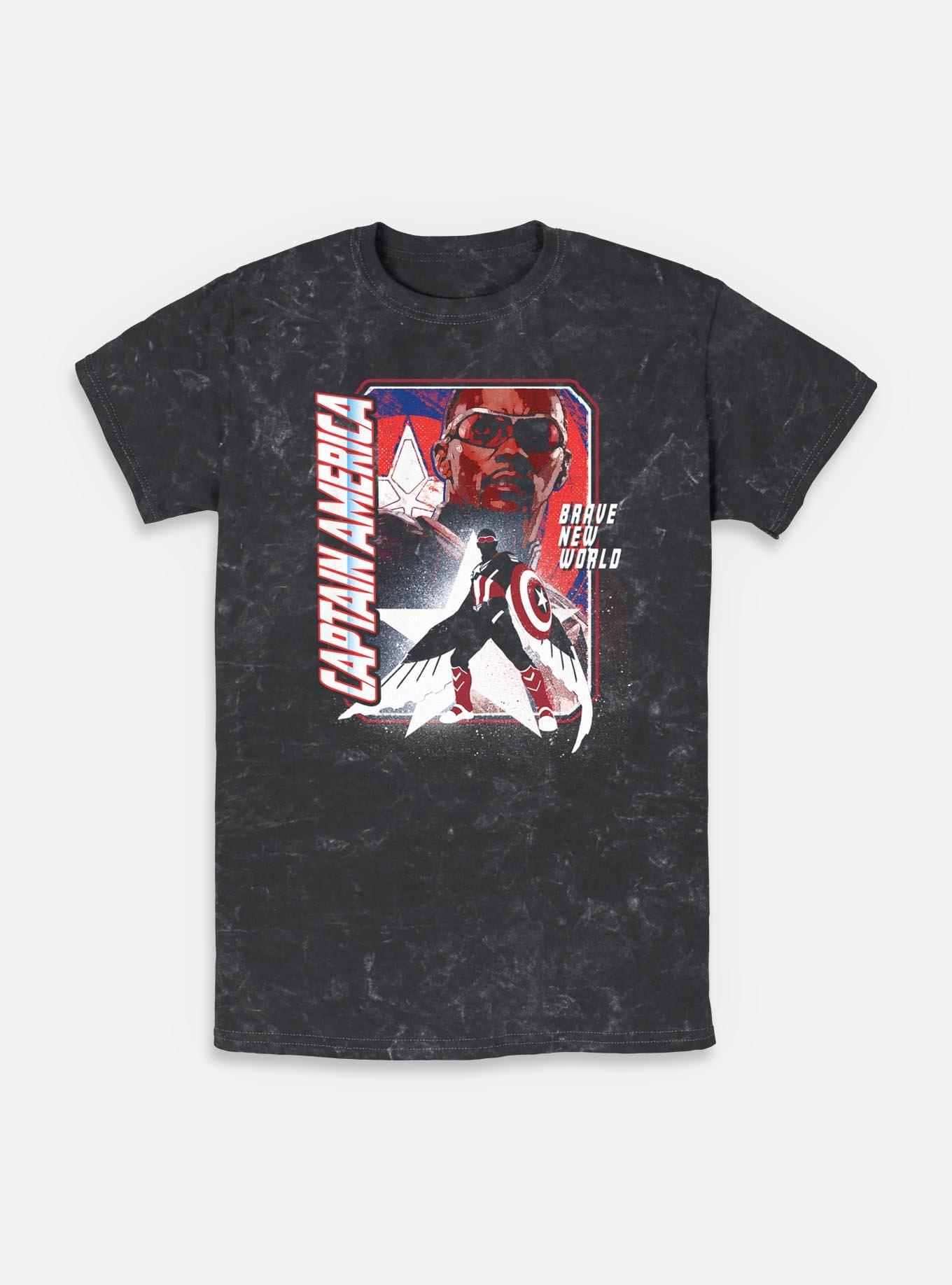 Captain America: Brave New World Shield Falcon Mineral Wash T-Shirt,All Products : American Fashion Style Bags On Sale