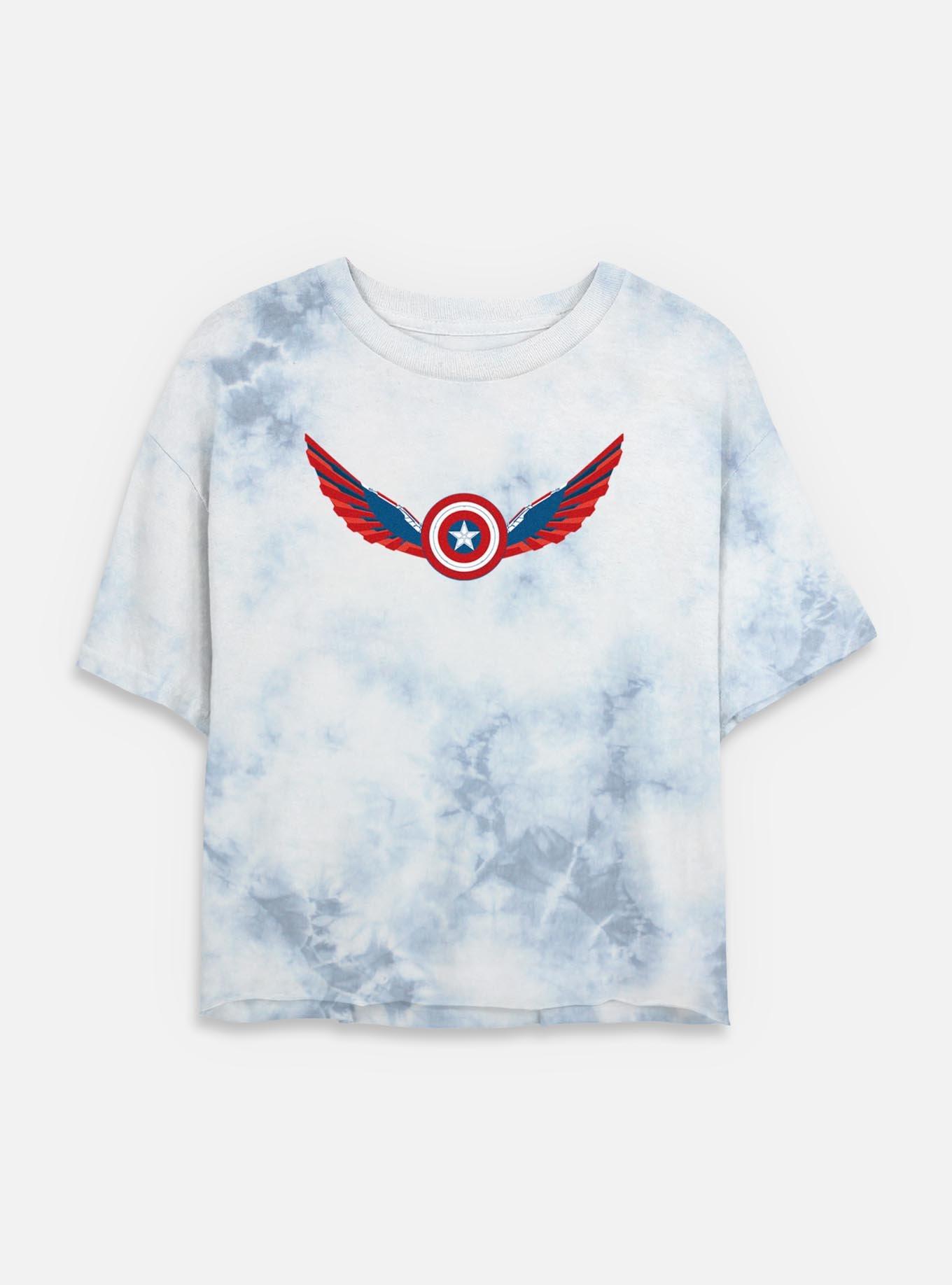 Captain America: Brave New World Wings Shield Falcon Tie Dye Crop Womens T-Shirt, , hi-res