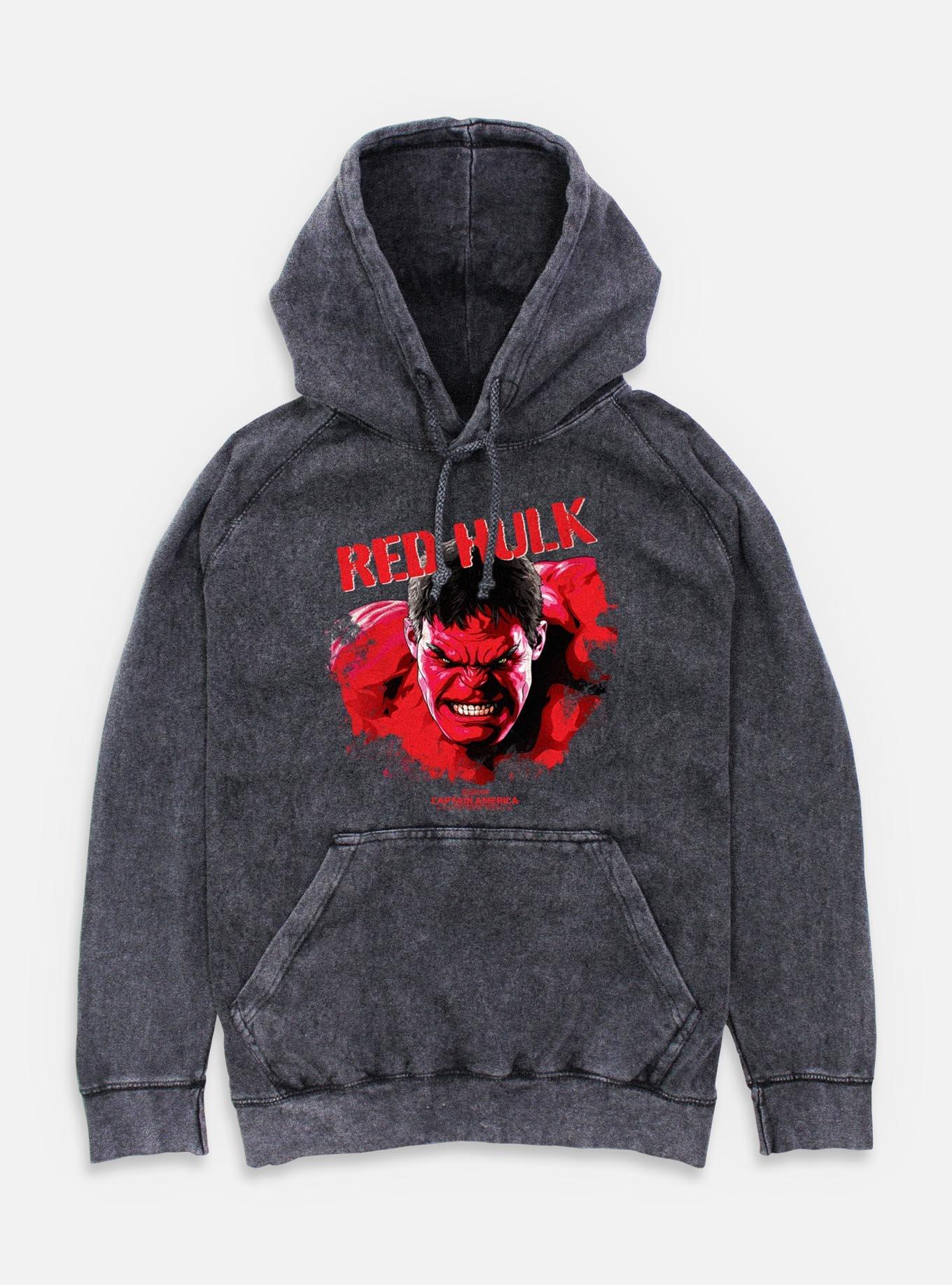 Captain America: Brave New World Red Hulk Bust Mineral Wash Hoodie,All Products : American Fashion Style Bags On Sale