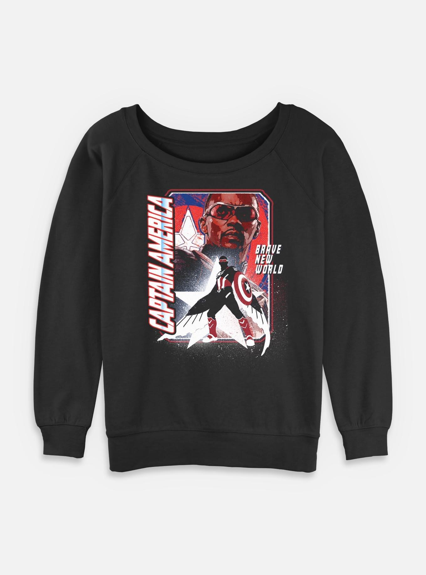 Captain America: Brave New World Shield Falcon Womens Slouchy Sweatshirt,All Products : American Fashion Style Bags On Sale