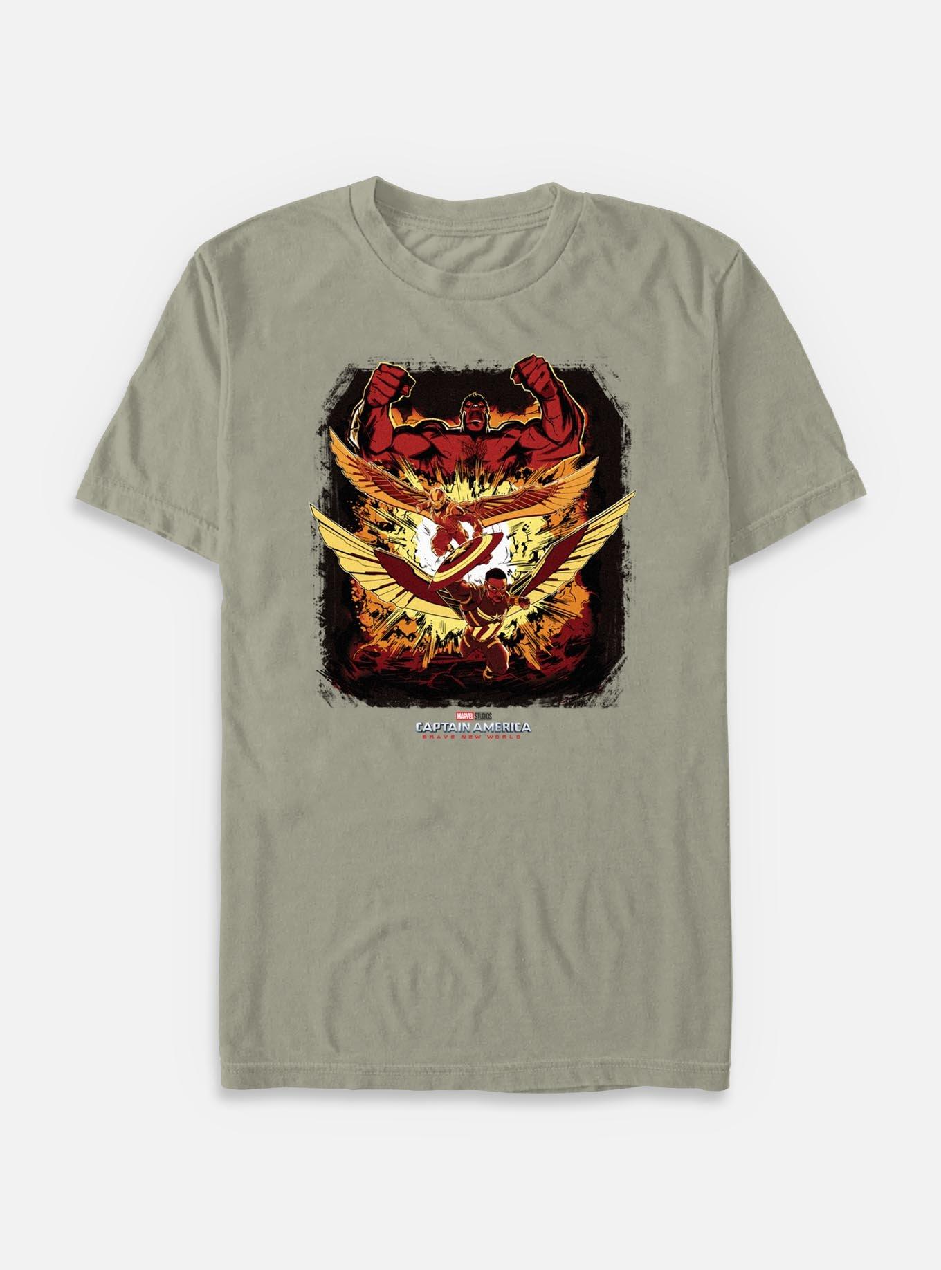 Captain America: Brave New World Red Hulk And Falcon Garment Dye T-Shirt,All Products : American Fashion Style Bags On Sale