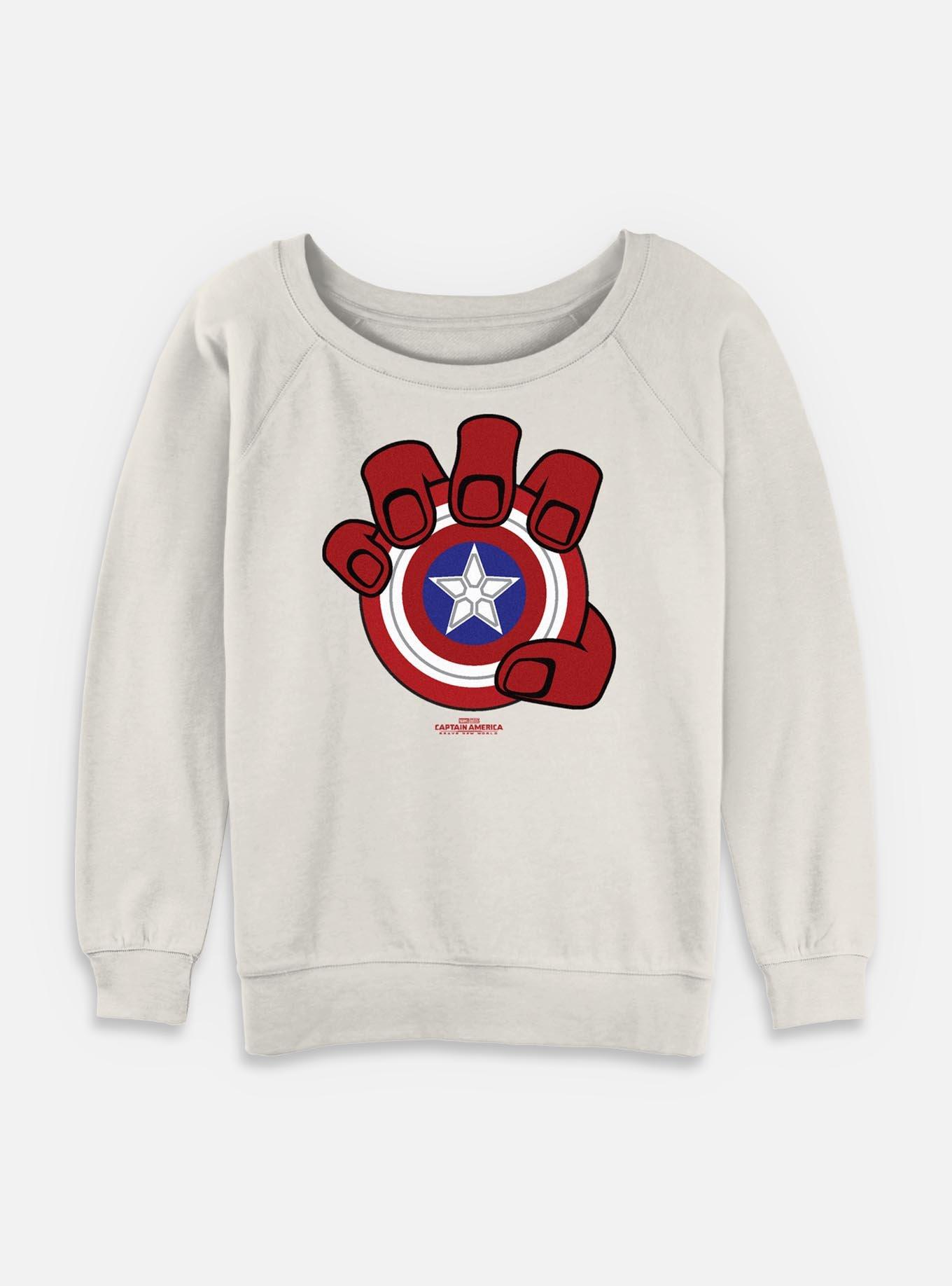 Captain America: Brave New World Red Hulk Hand And Shield Womens Slouchy Sweatshirt,All Products : American Fashion Style Bags On Sale