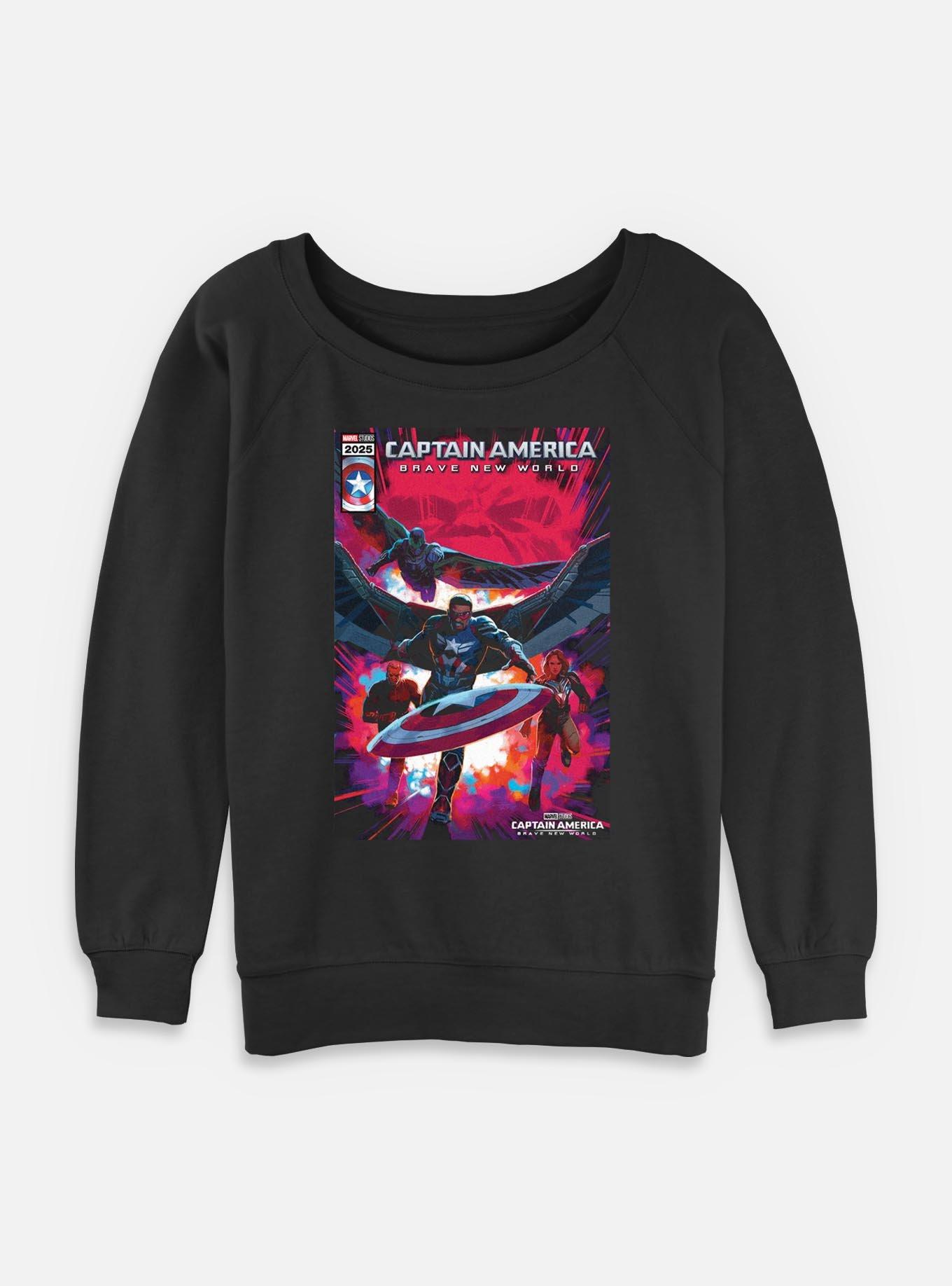 Captain America: Brave New World Captain America And Falcon Comic Cover Womens Slouchy Sweatshirt,All Products : American Fashion Style Bags On Sale