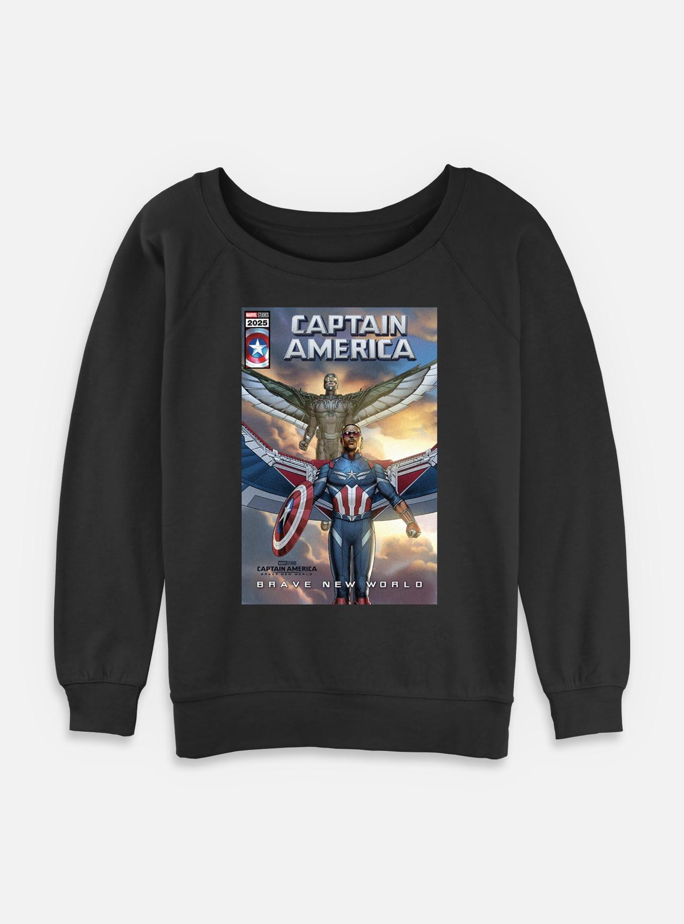 Captain America: Brave New World New Falcon Team Up Comic Cover Womens Slouchy Sweatshirt,All Products : American Fashion Style Bags On Sale