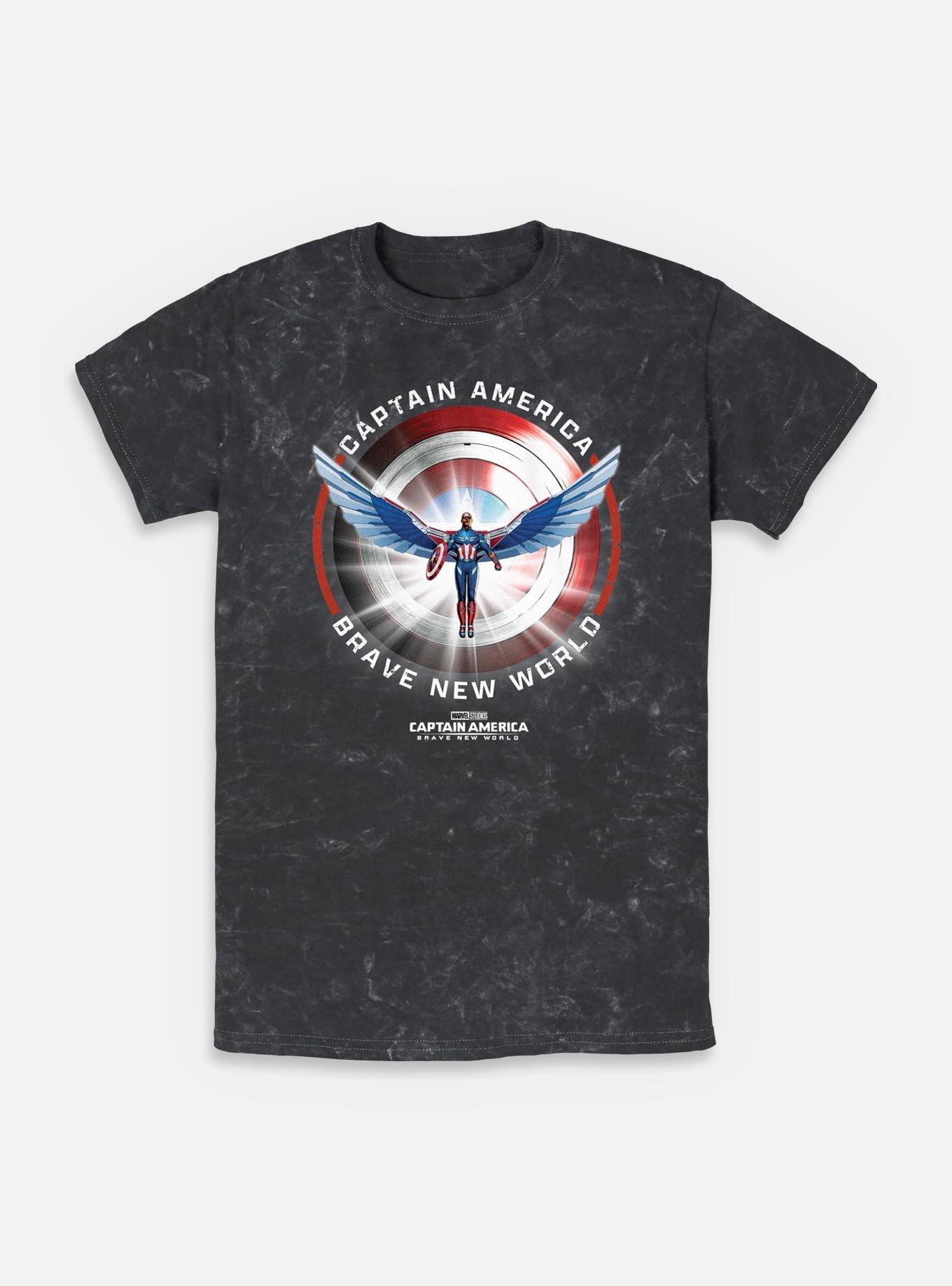 Captain America: Brave New World Captain America Shield Mineral Wash T-Shirt,All Products : American Fashion Style Bags On Sale