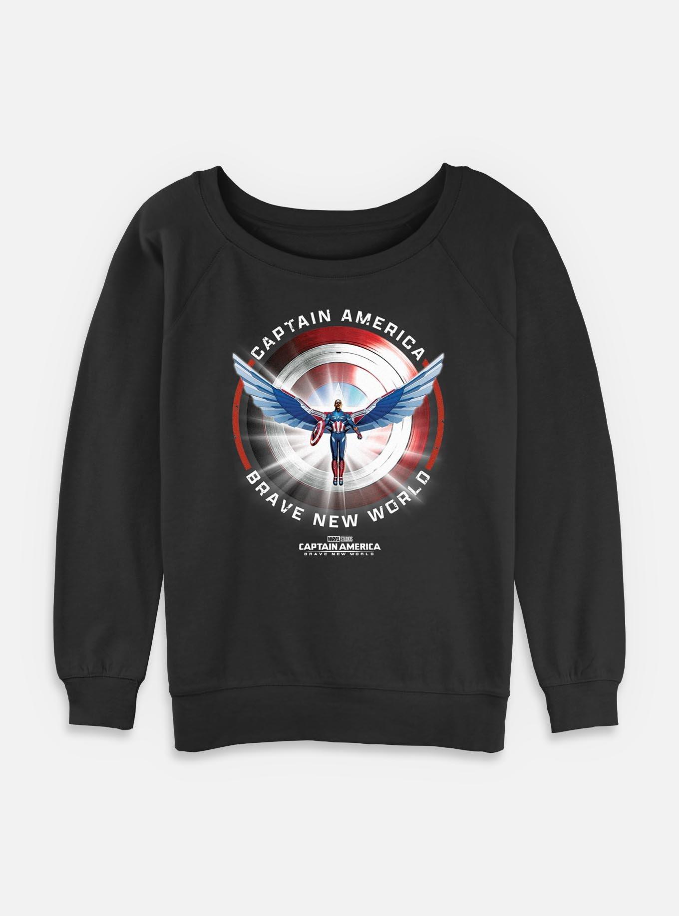 Captain America: Brave New World Captain America Shield Womens Slouchy Sweatshirt,All Products : American Fashion Style Bags On Sale