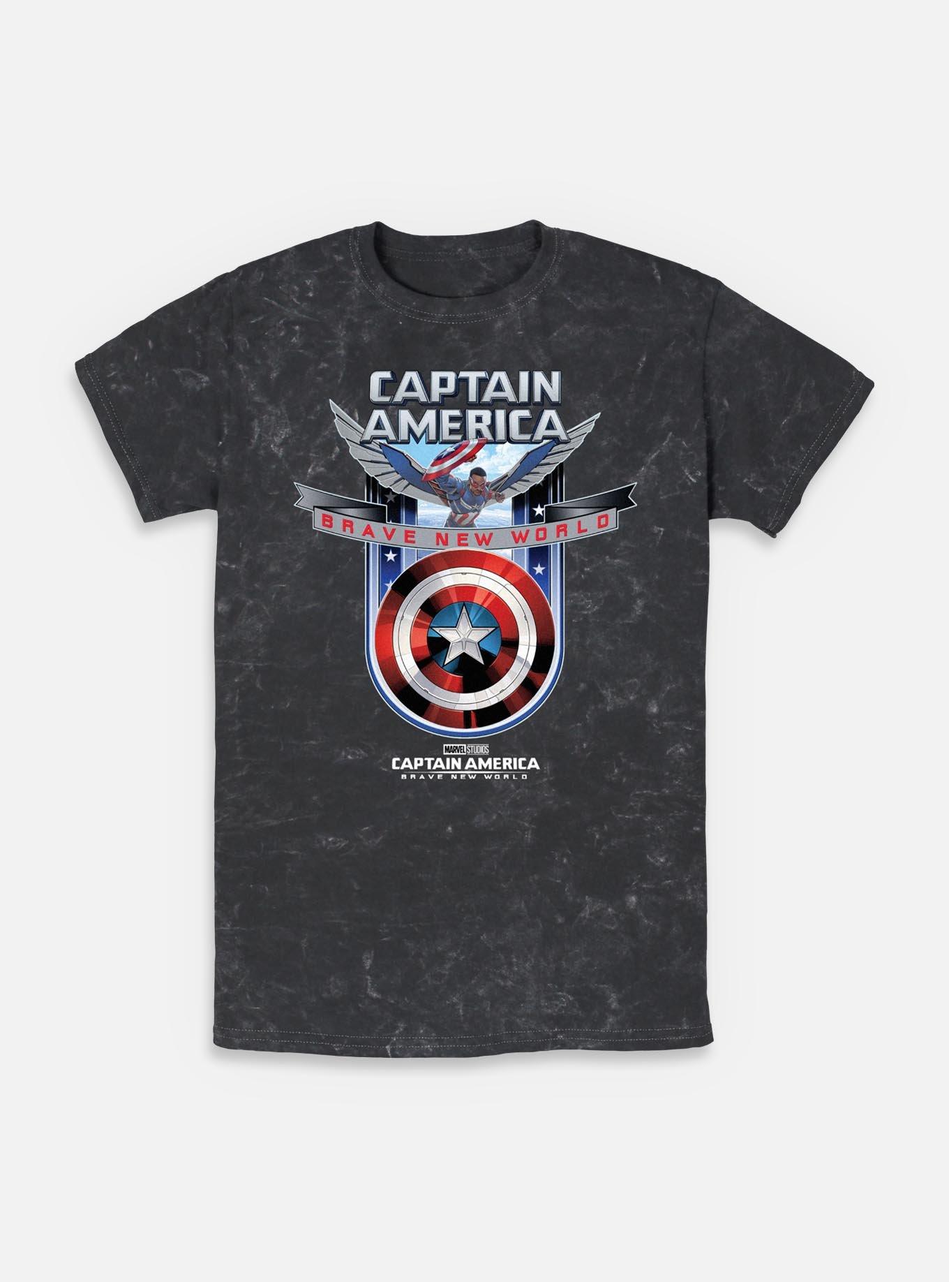Captain America: Brave New World Shield Mineral Wash T-Shirt,All Products : American Fashion Style Bags On Sale
