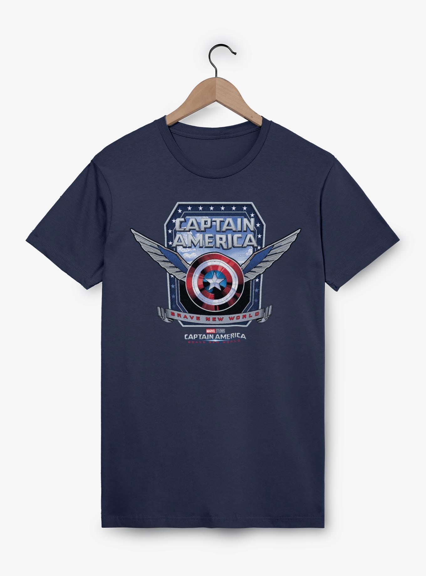 Captain America: Brave New World Captain America Shield Wings Garment Dye T-Shirt,All Products : American Fashion Style Bags On Sale