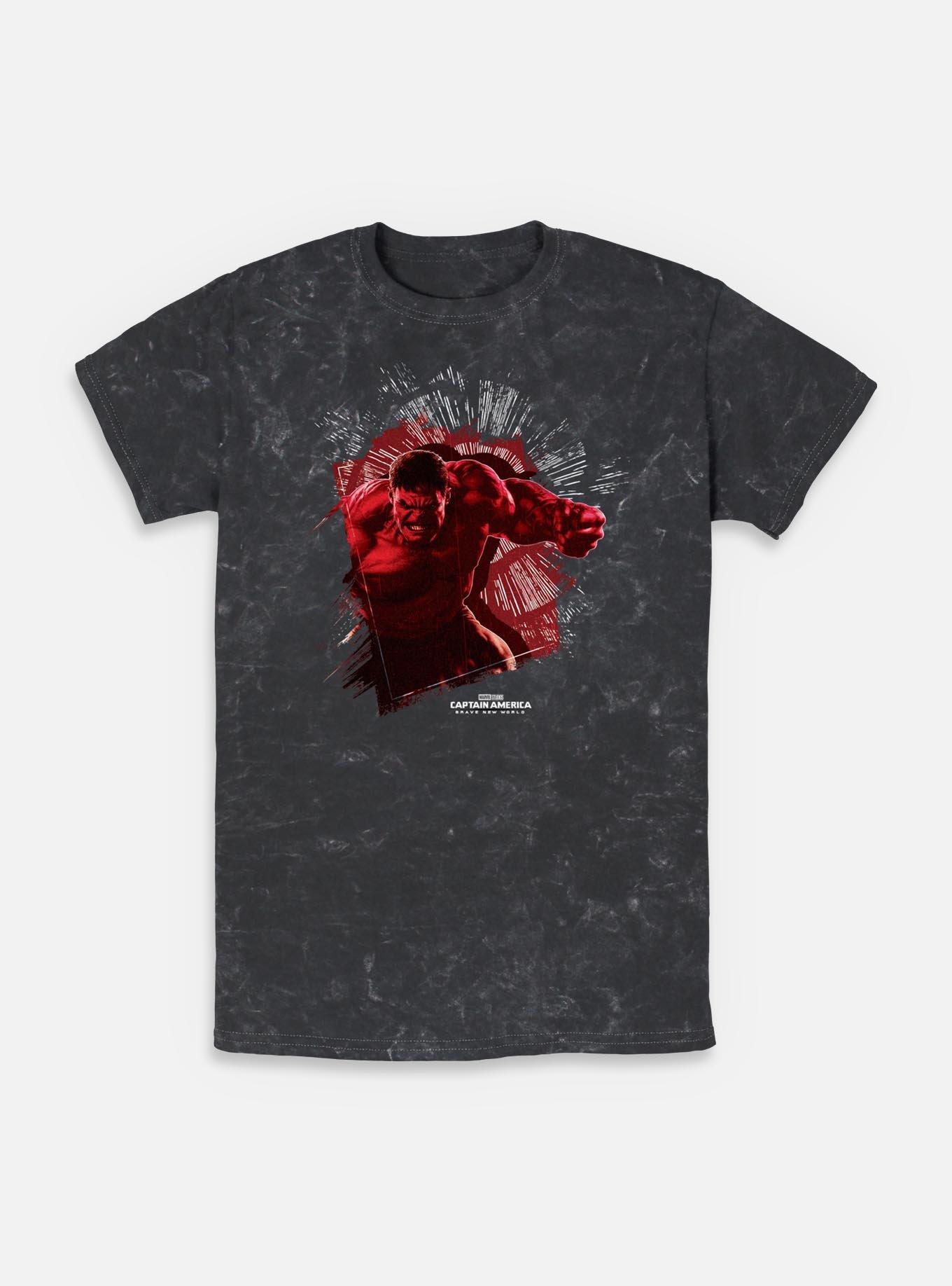 Captain America: Brave New World Red Hulk Punch Through Mineral Wash T-Shirt,All Products : American Fashion Style Bags On Sale