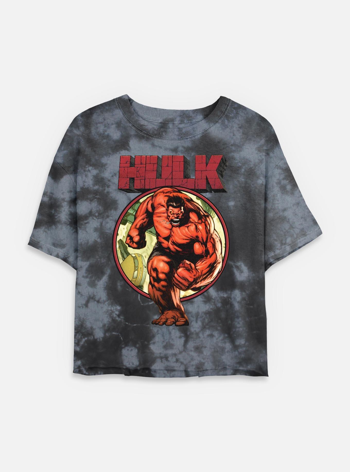 Marvel Red Hulk Run Tie Dye Crop Womens T-Shirt, , hi-res