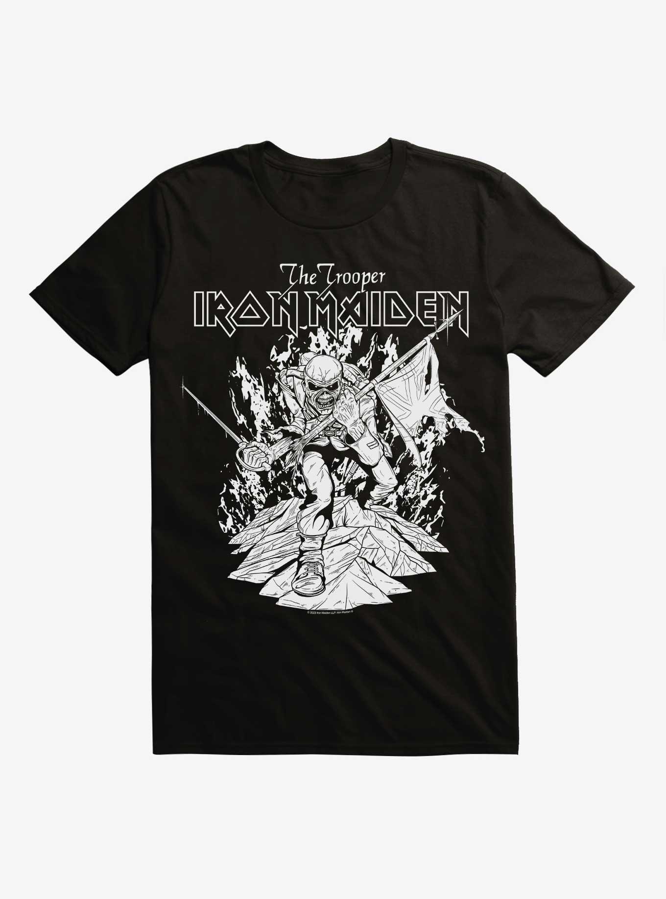 Iron Maiden The Trooper Black And White T-Shirt, , hi-res