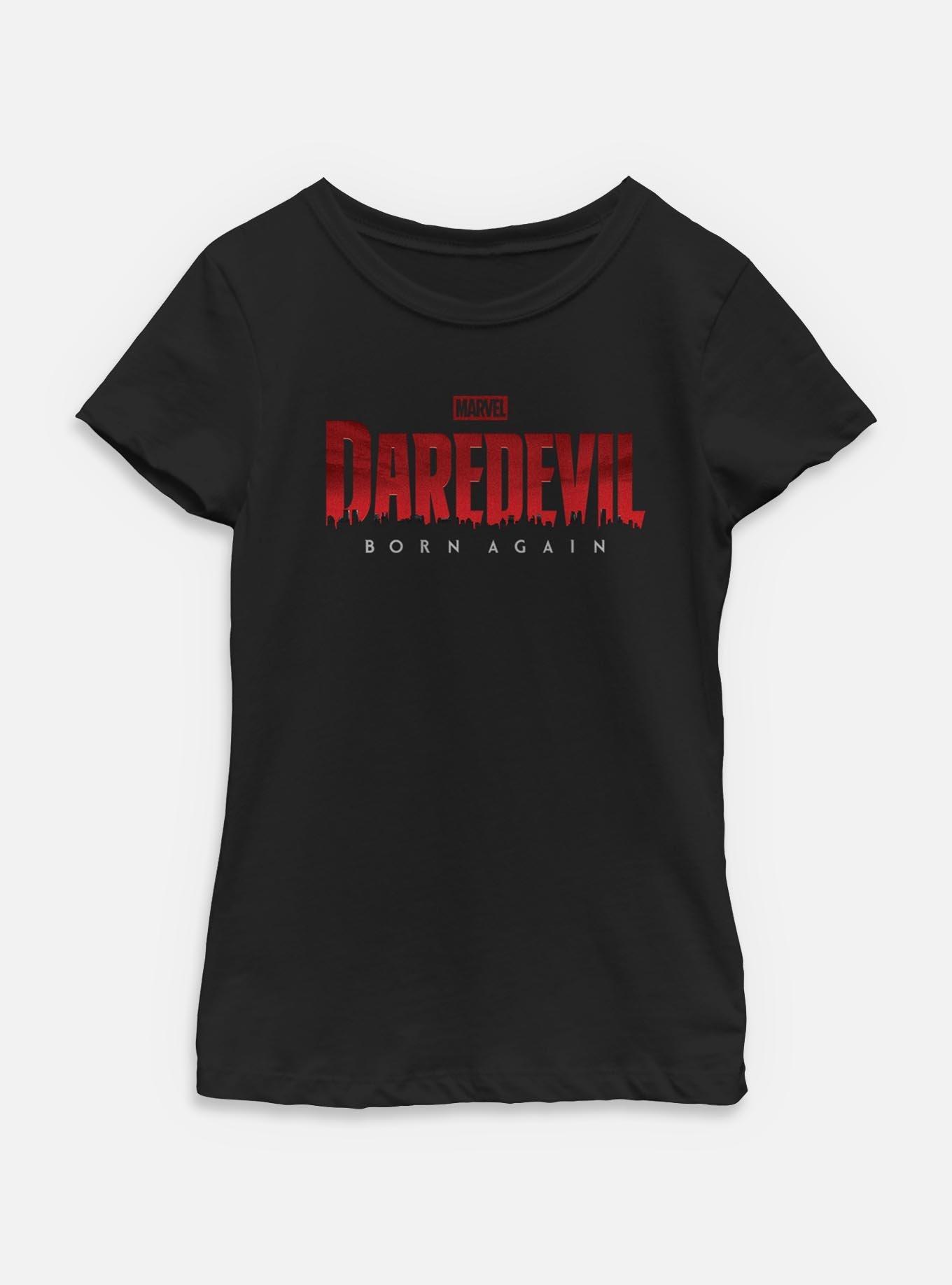 Marvel Daredevil: Born Again Red Logo Youth Girls T-Shirt, BLACK, hi-res