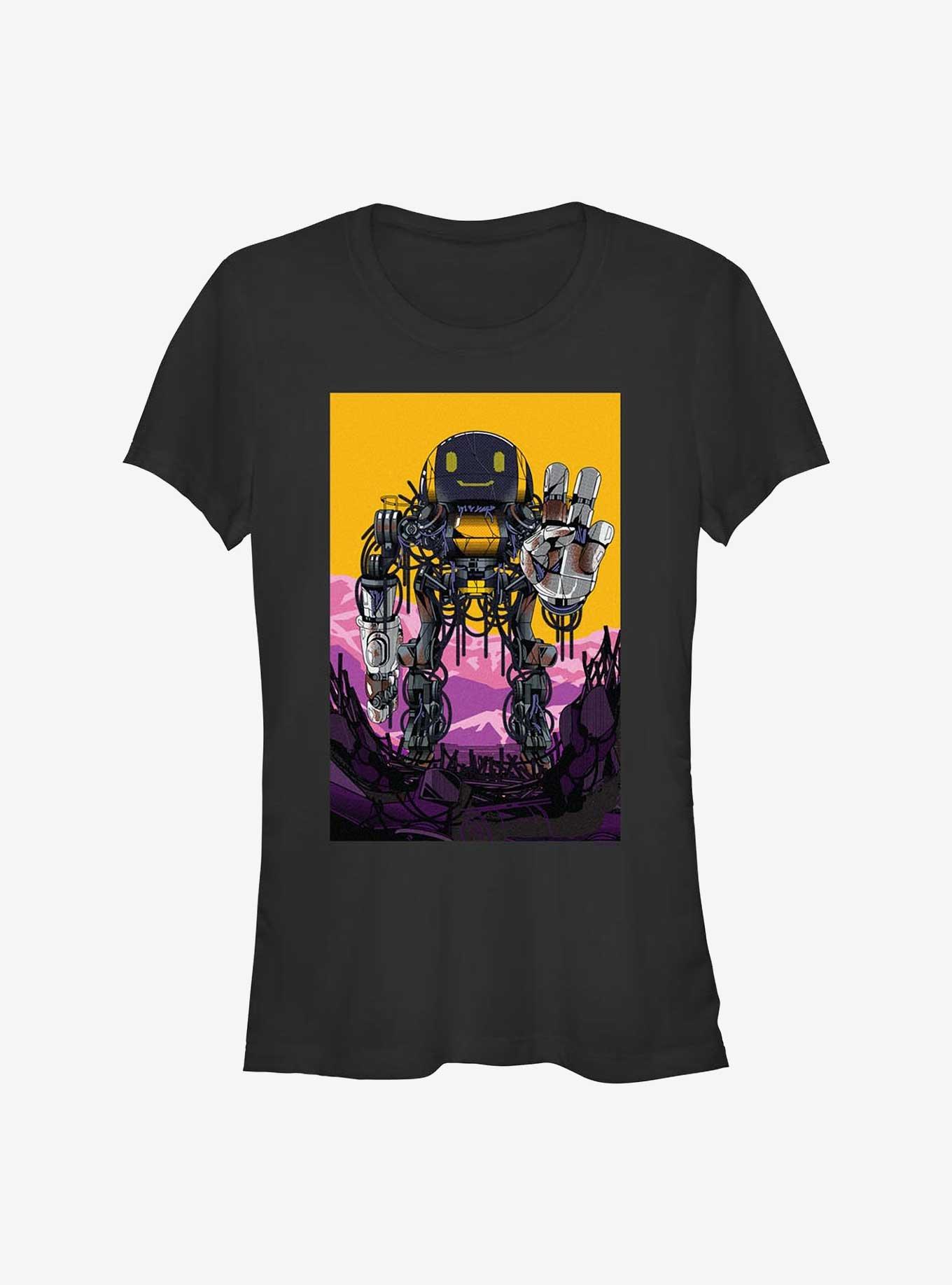 Electric State Robot Art Girls T-Shirt, BLACK, hi-res