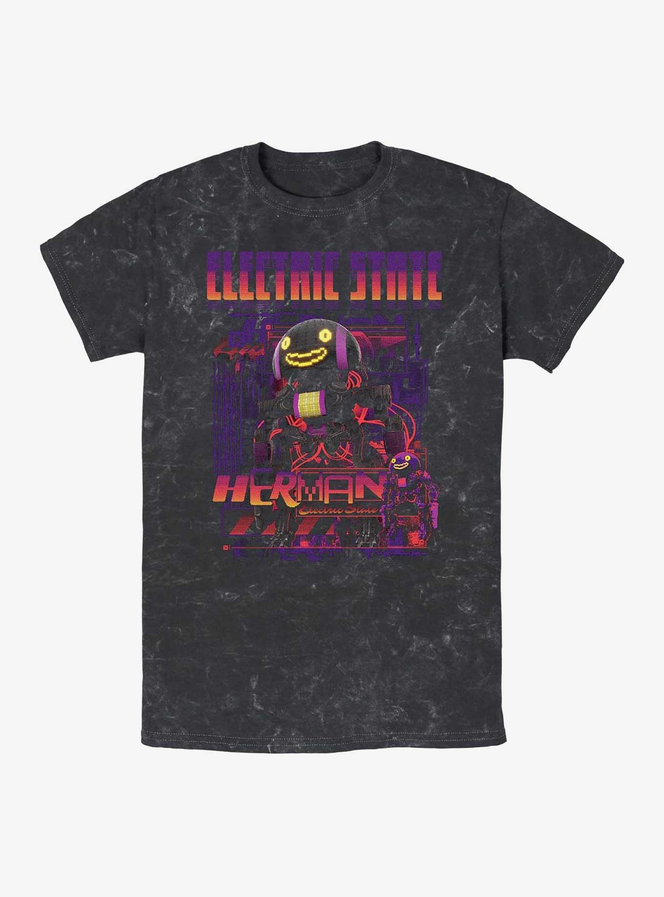 Electric State Glitch Herman Mineral Wash T-Shirt, BLACK, hi-res