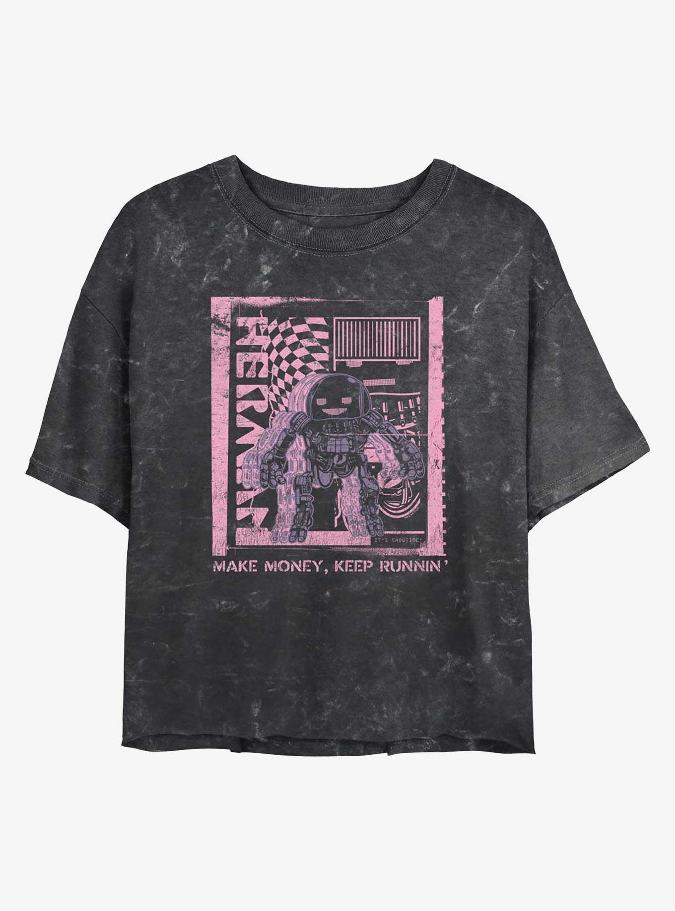 Electric State Make Money Keep Runnin Mineral Wash Girls Crop T-Shirt, , hi-res