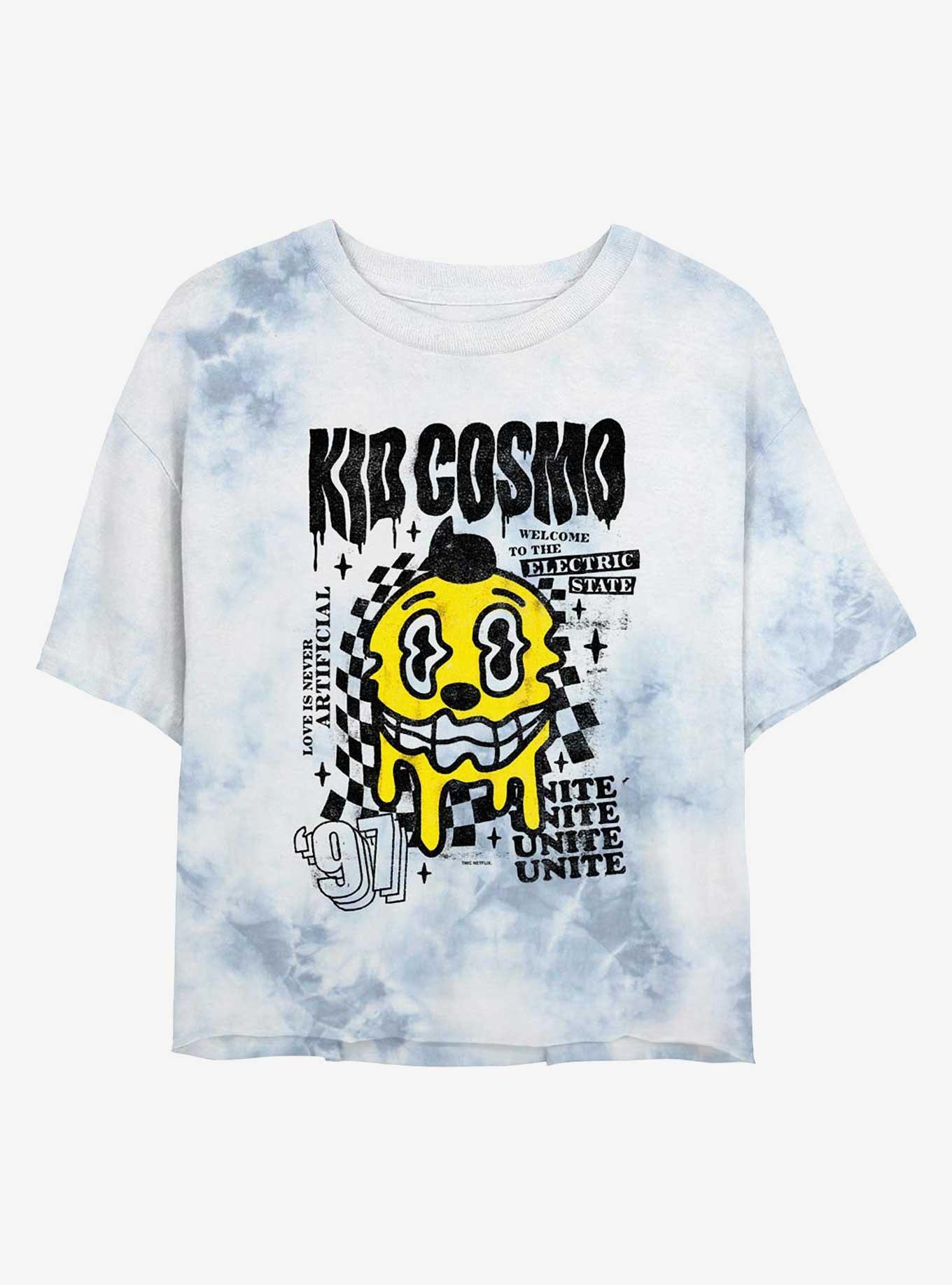 Electric State Cosmo Drip Tie-Dye Girls Crop T-Shirt, WHITEBLUE, hi-res