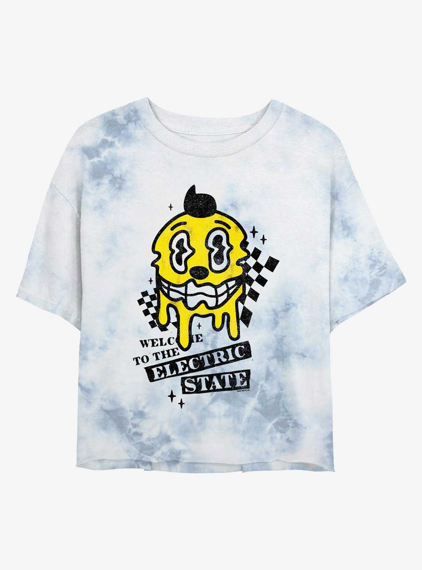 Electric State Cosmo Checkers Tie-Dye Girls Crop T-Shirt, , hi-res