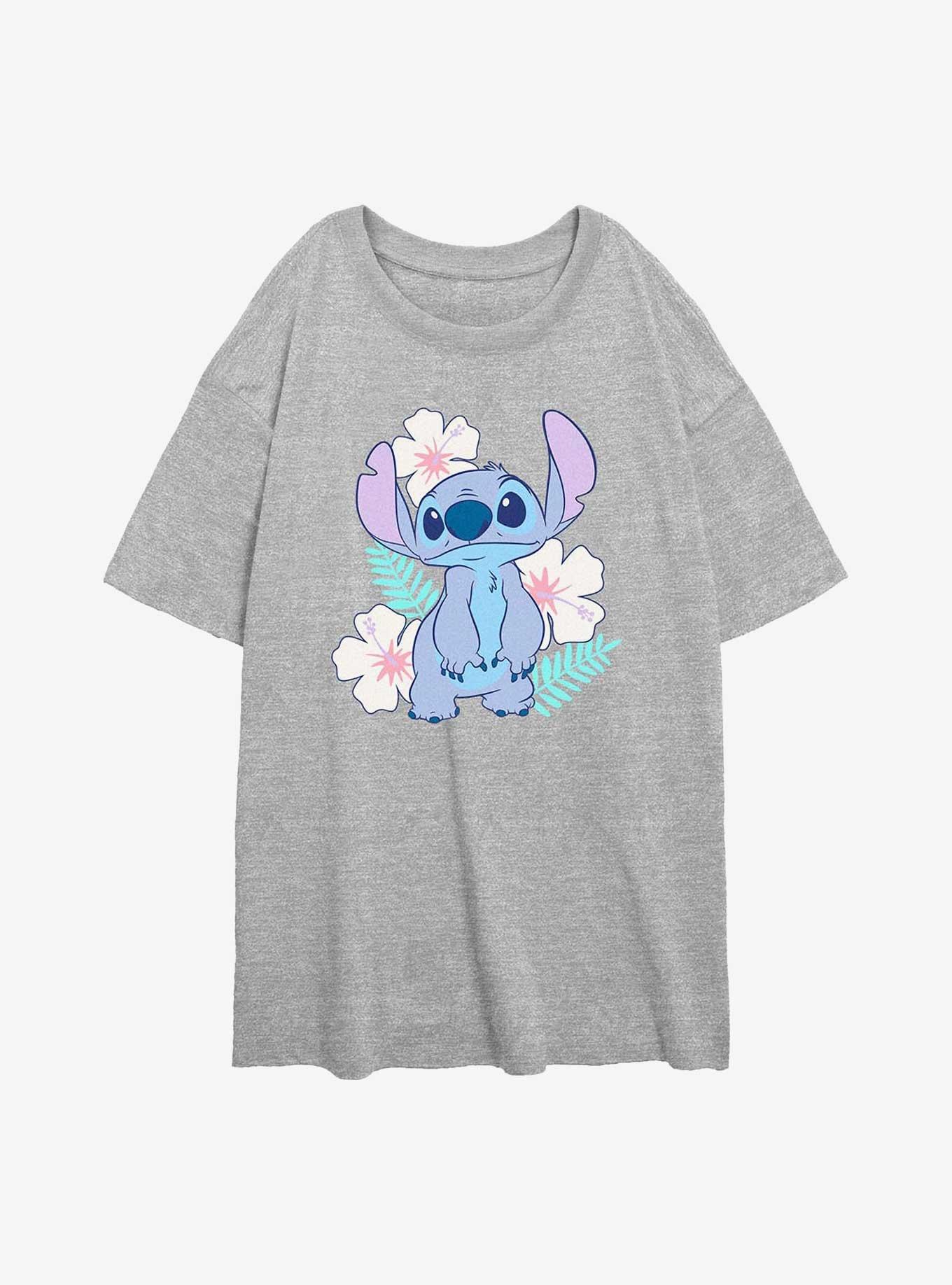 Disney Lilo & Stitch Floral Girls Oversized T-Shirt