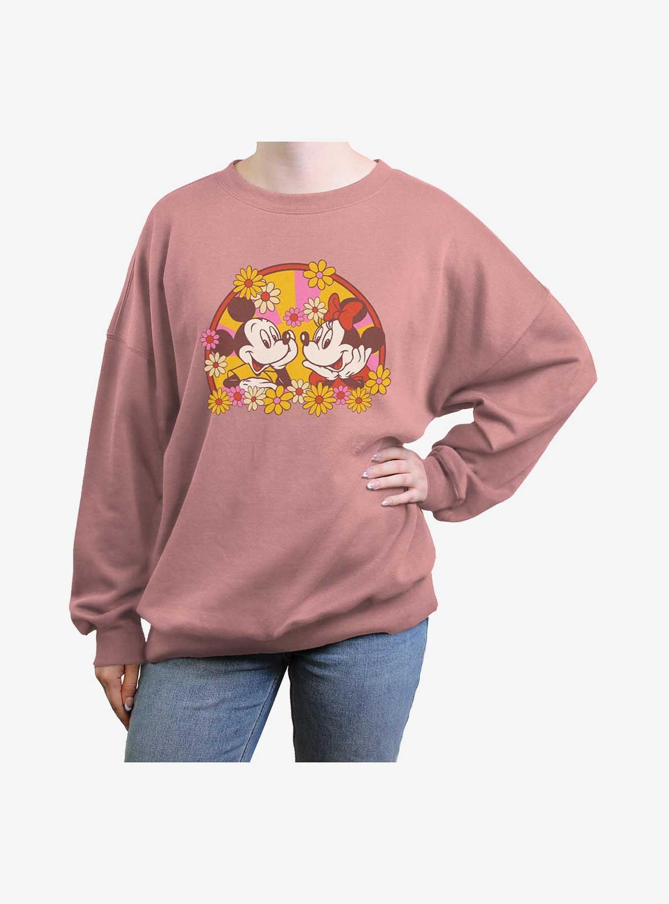 Disney Mickey Mouse With Minnie Mouse Love Bloom Girls Oversized Sweatshirt, , hi-res