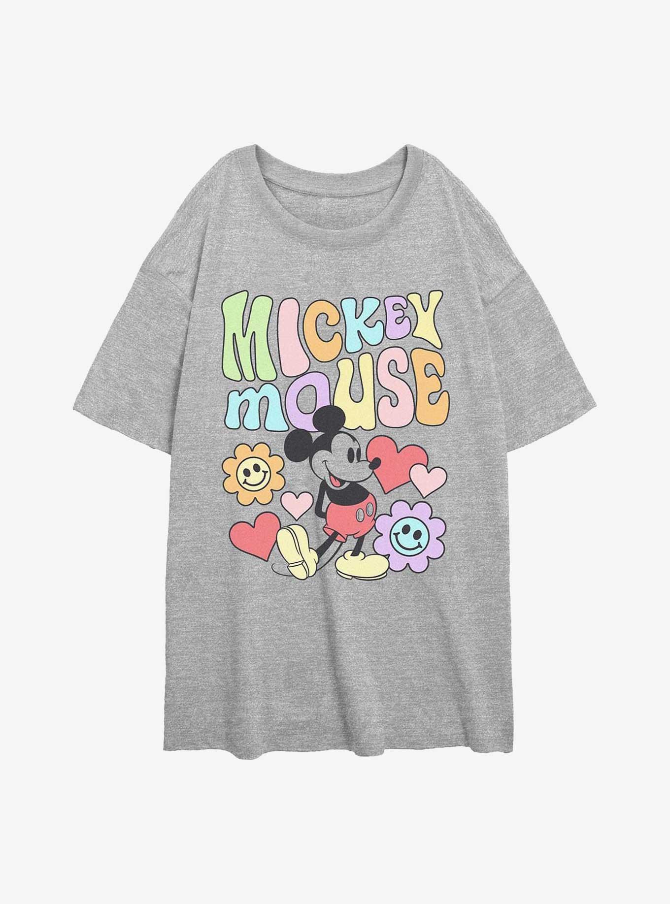 Disney Mickey Mouse Flower Faces Girls Oversized T-Shirt