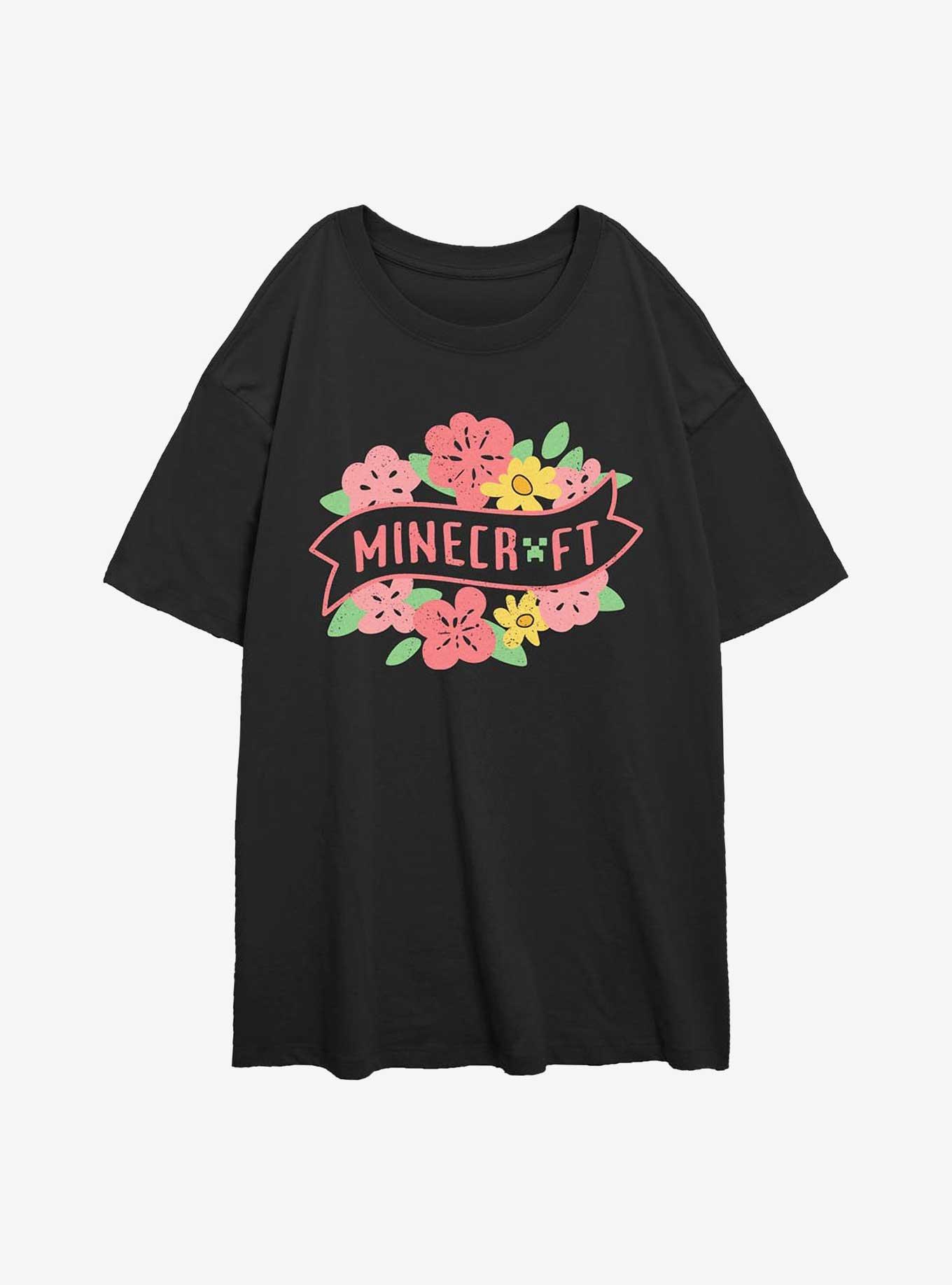 Minecraft Spring Flowers Girls Oversized T-Shirt