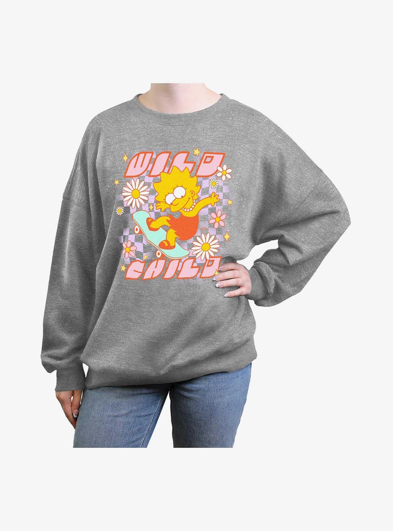 The Simpsons Wild Child Lisa Girls Oversized Sweatshirt, , hi-res