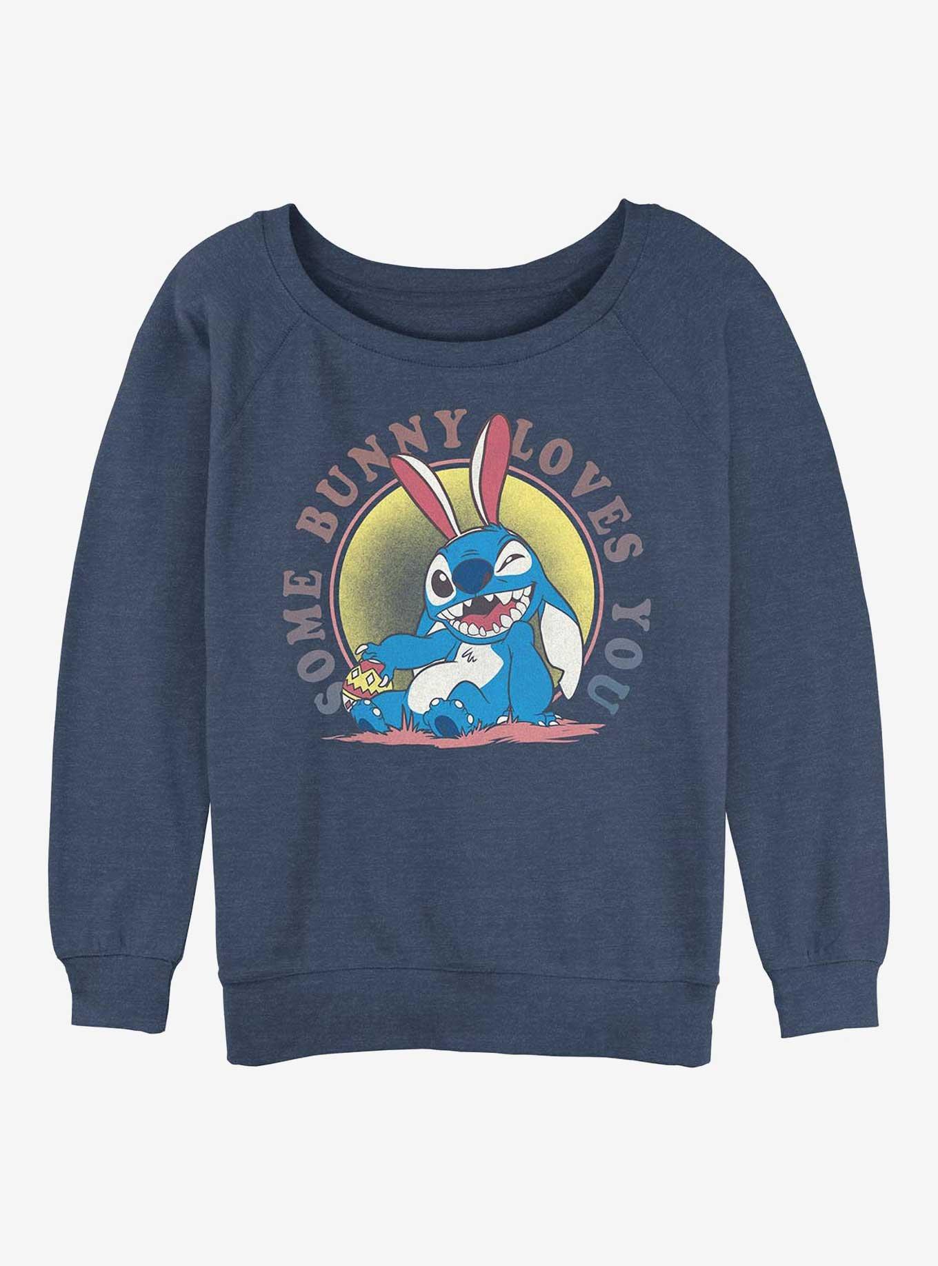 Disney Lilo & Stitch Some Bunny Loves You Girls Slouchy Sweatshirt, , hi-res