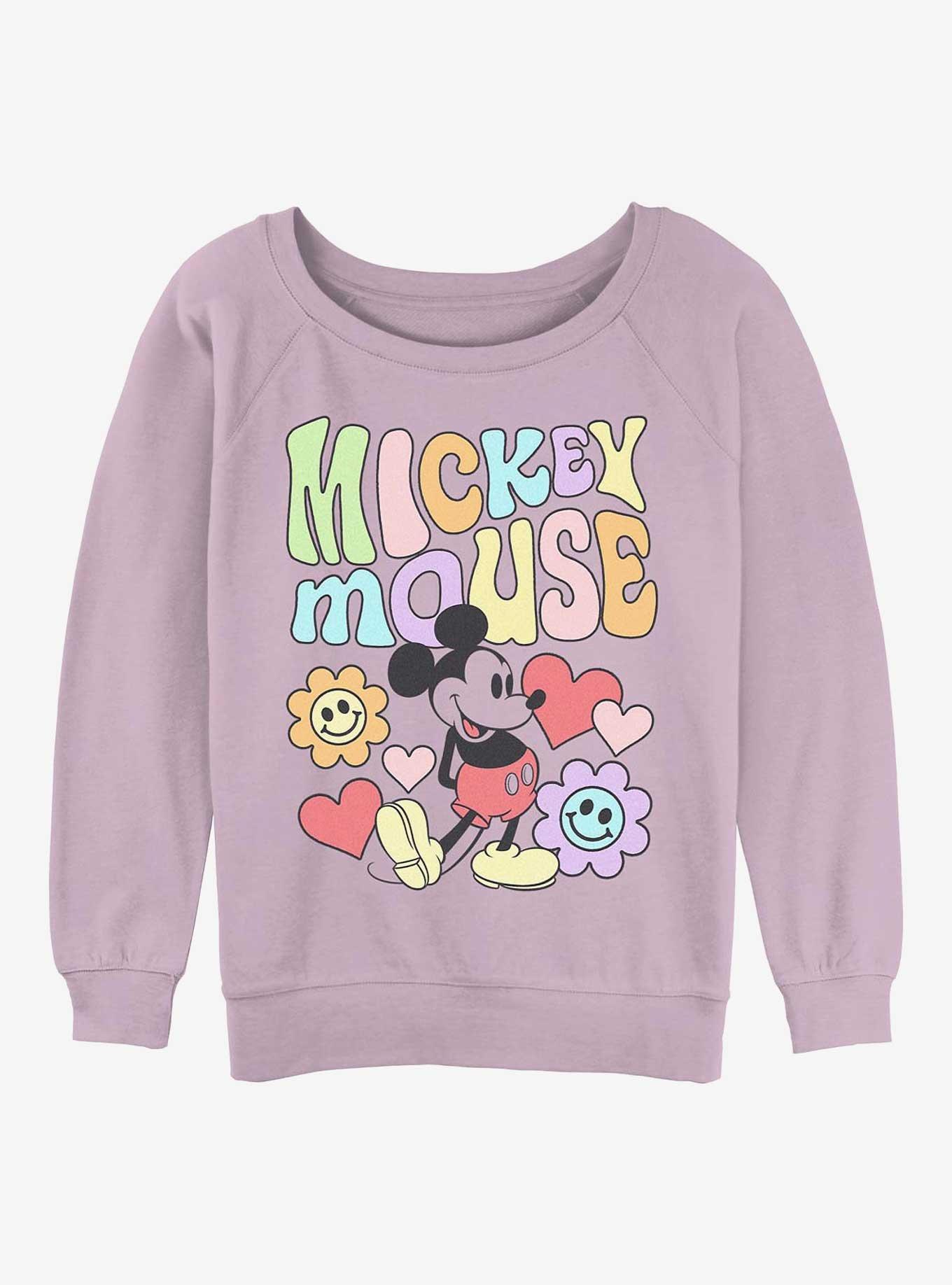 Disney Mickey Mouse Flower Faces Girls Slouchy Sweatshirt, , hi-res