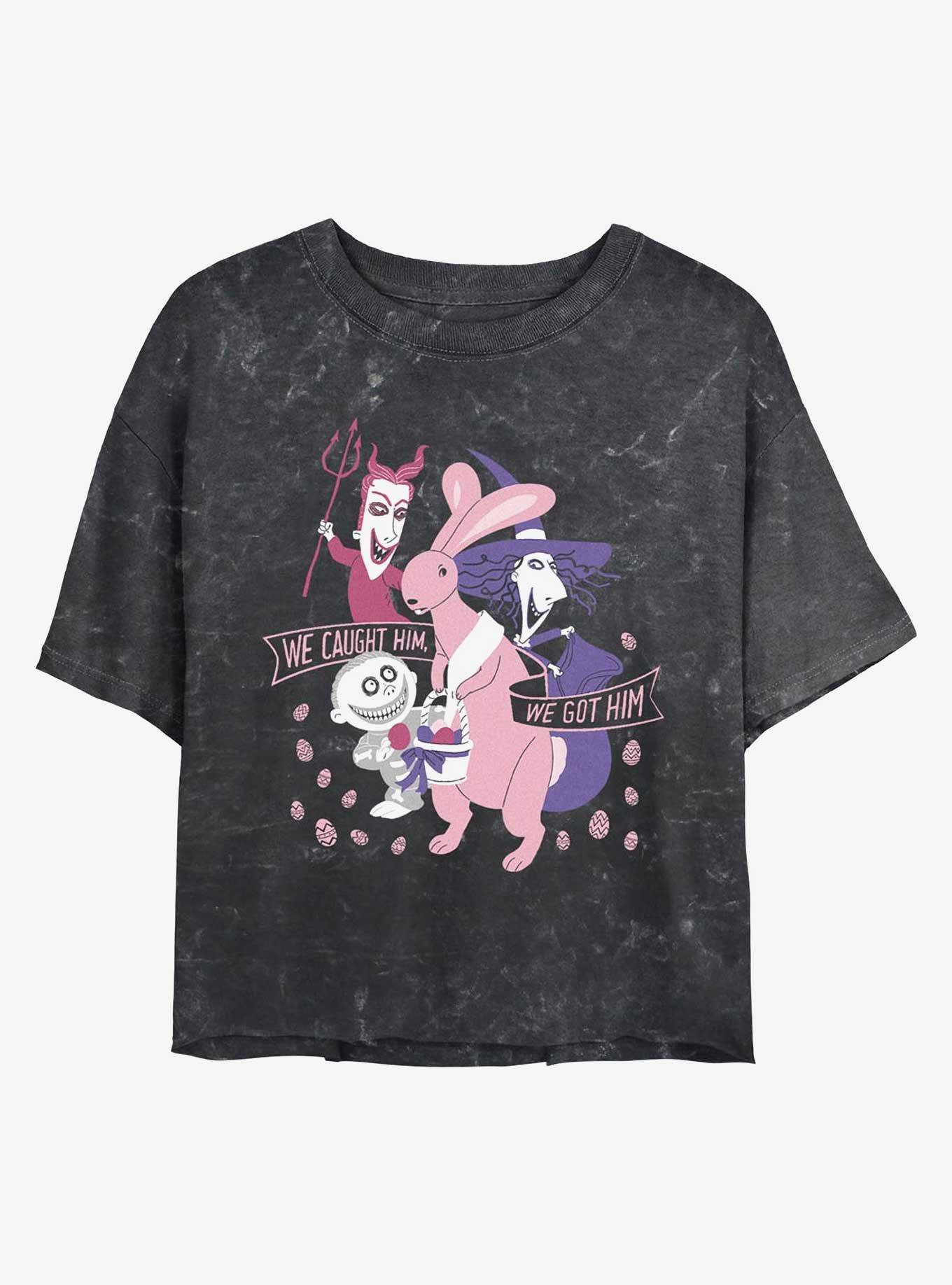 Disney The Nightmare Before Christmas Caught Him Girls Mineral Wash Crop T-Shirt, , hi-res