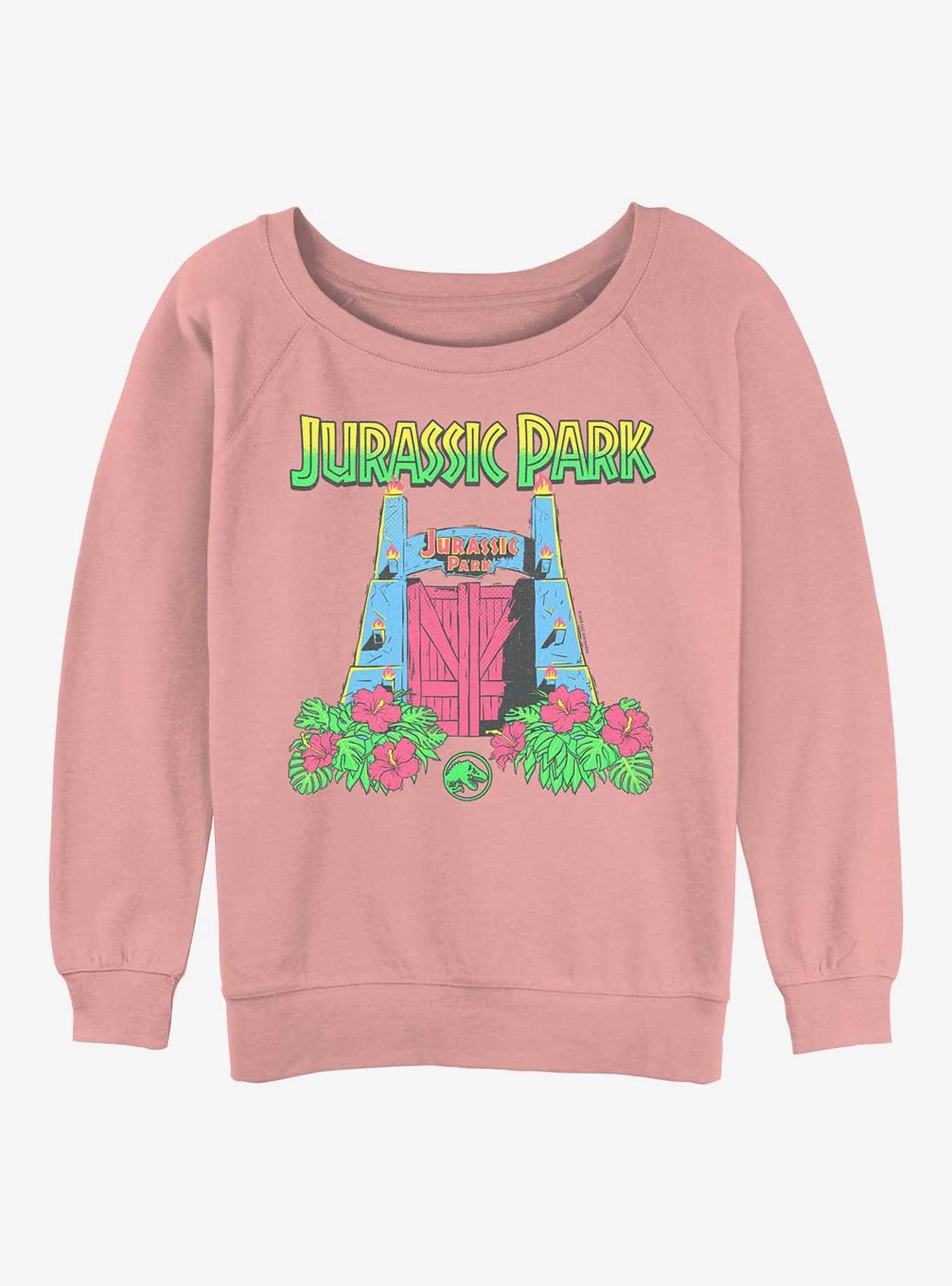 Jurassic Park 90s Tropical Gate Girls Slouchy Sweatshirt, , hi-res