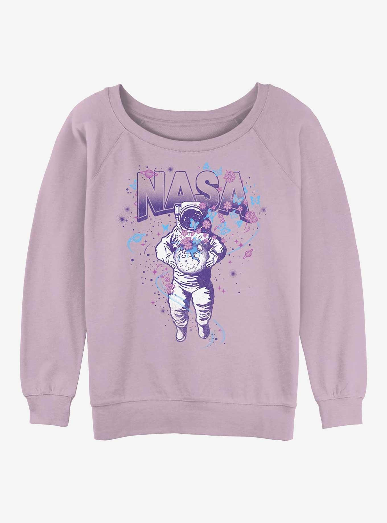 NASA Astronaut Floral Planet Girls Slouchy Sweatshirt, , hi-res